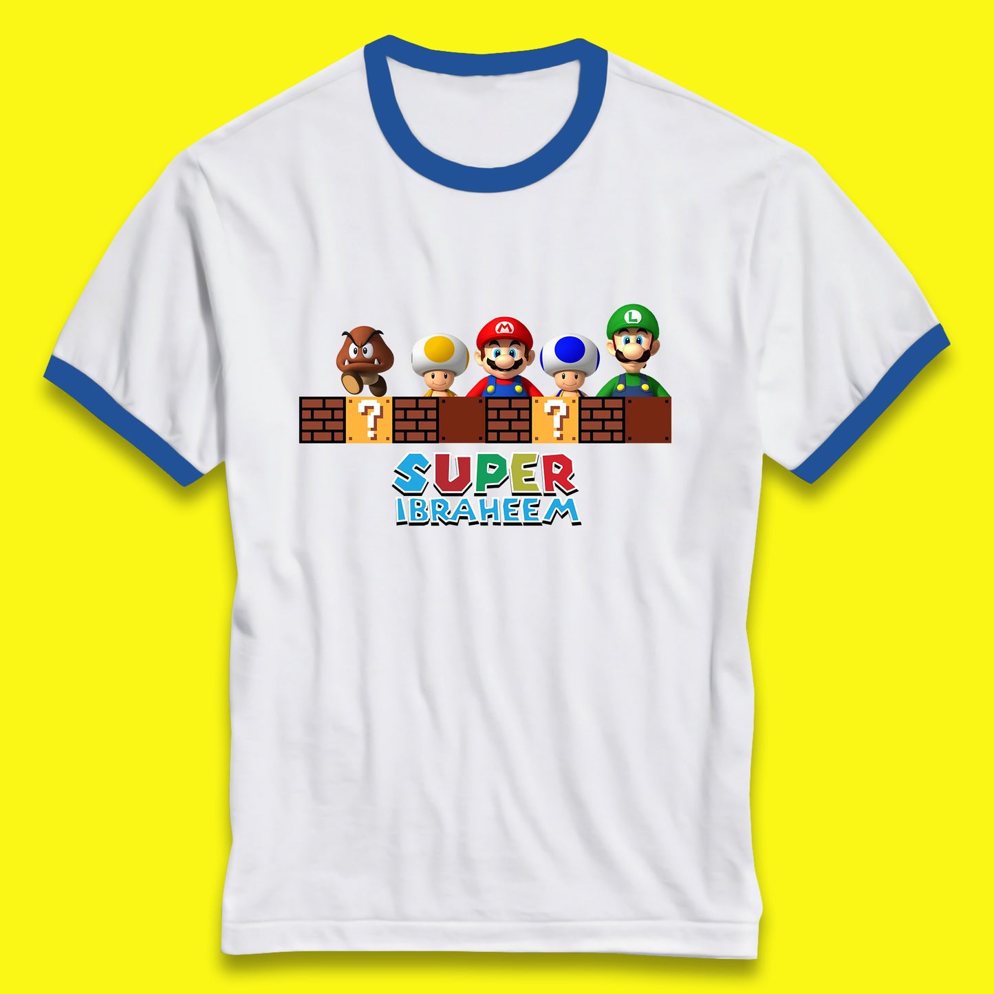 Personalised Super Mario Game Series Your Name Mario Bros Luigi Toad Mega Goomba Mario Ringer T Shirt