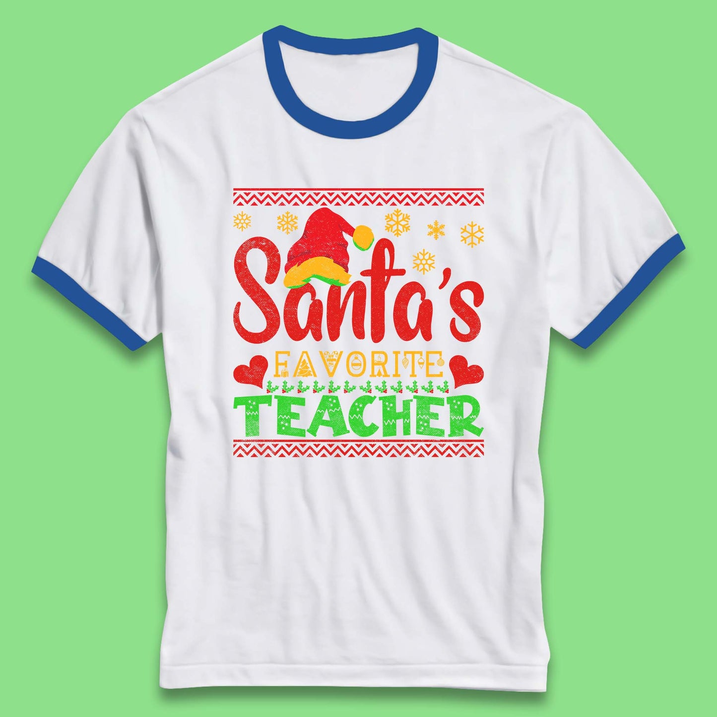 christmas santas favorite teacher ringer t shirt
