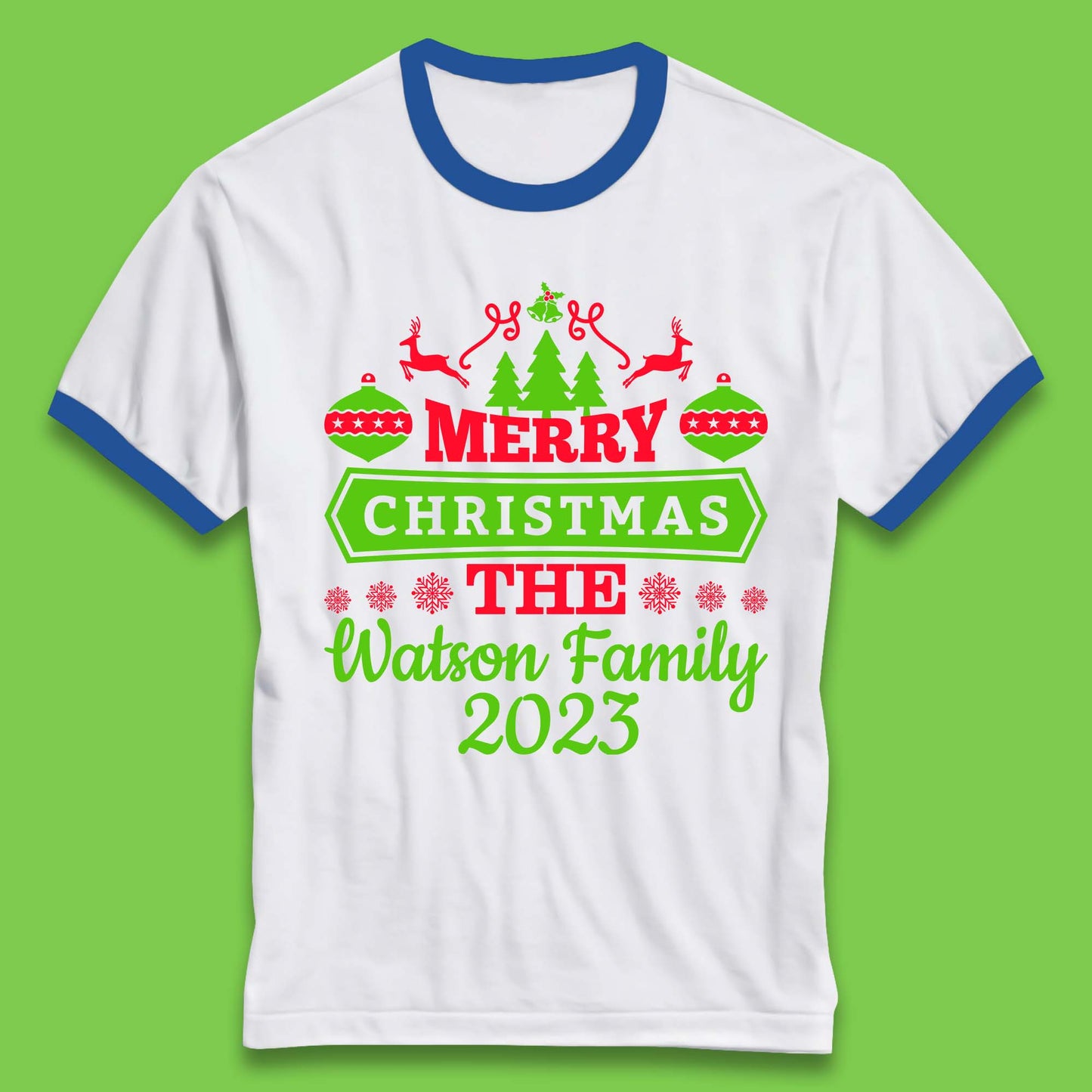 Personalised Family Christmas Ringer T-Shirt