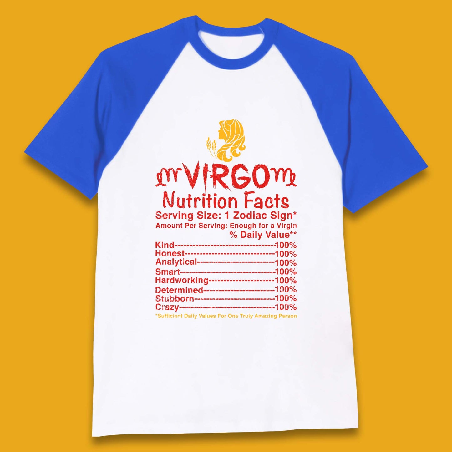 Virgo Nutrition Facts Baseball T-Shirt