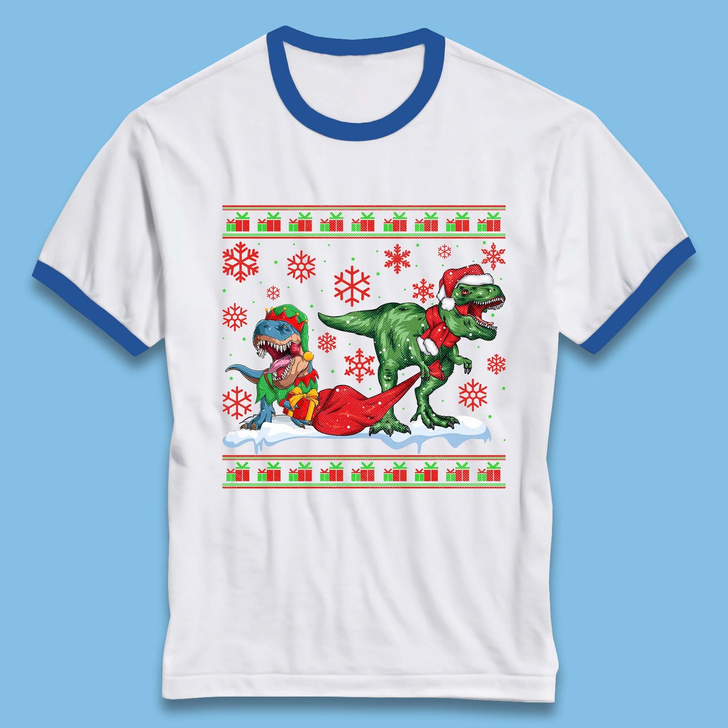 santa & elf costume ringer t shirt