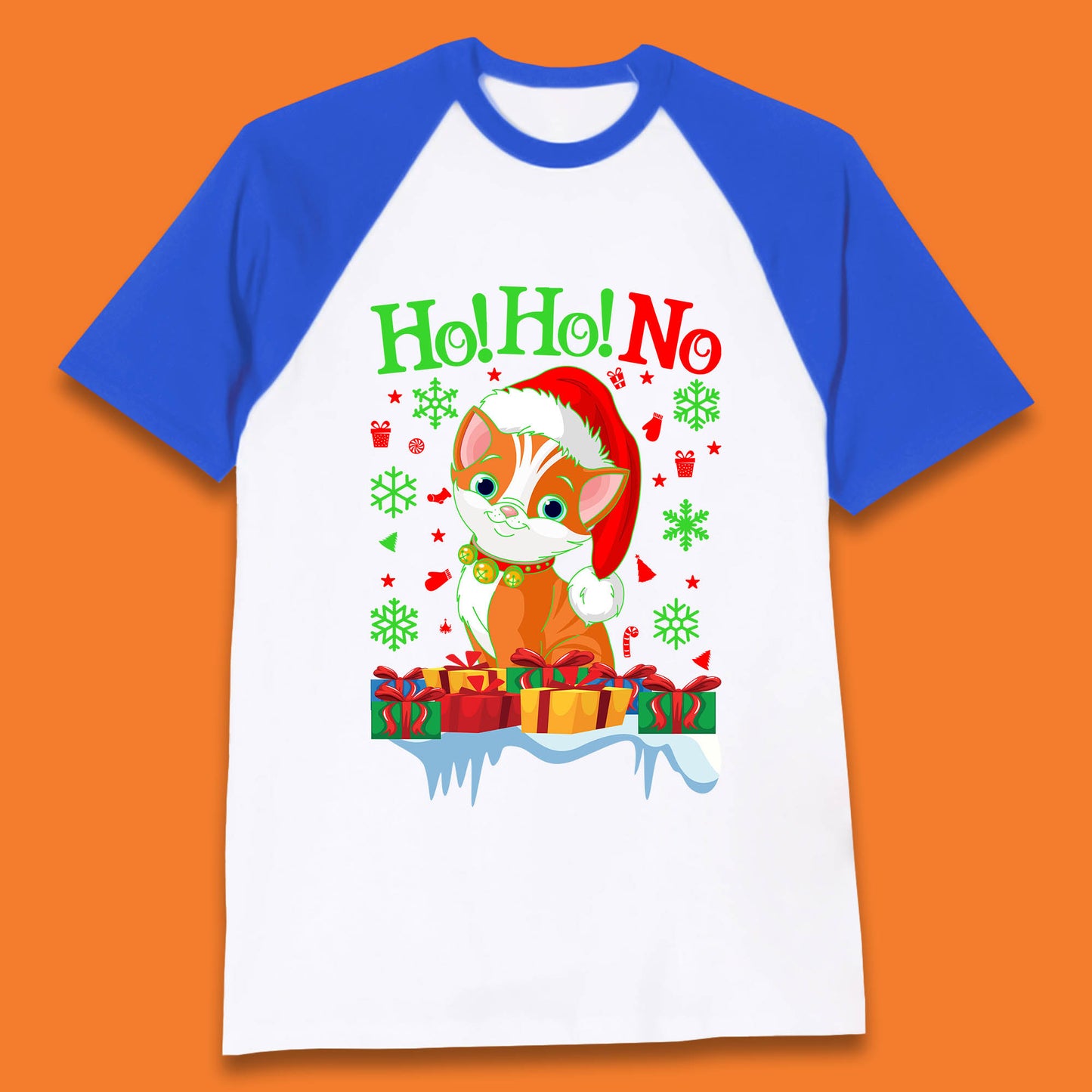 ho ho no christmas cat baseball t shirt