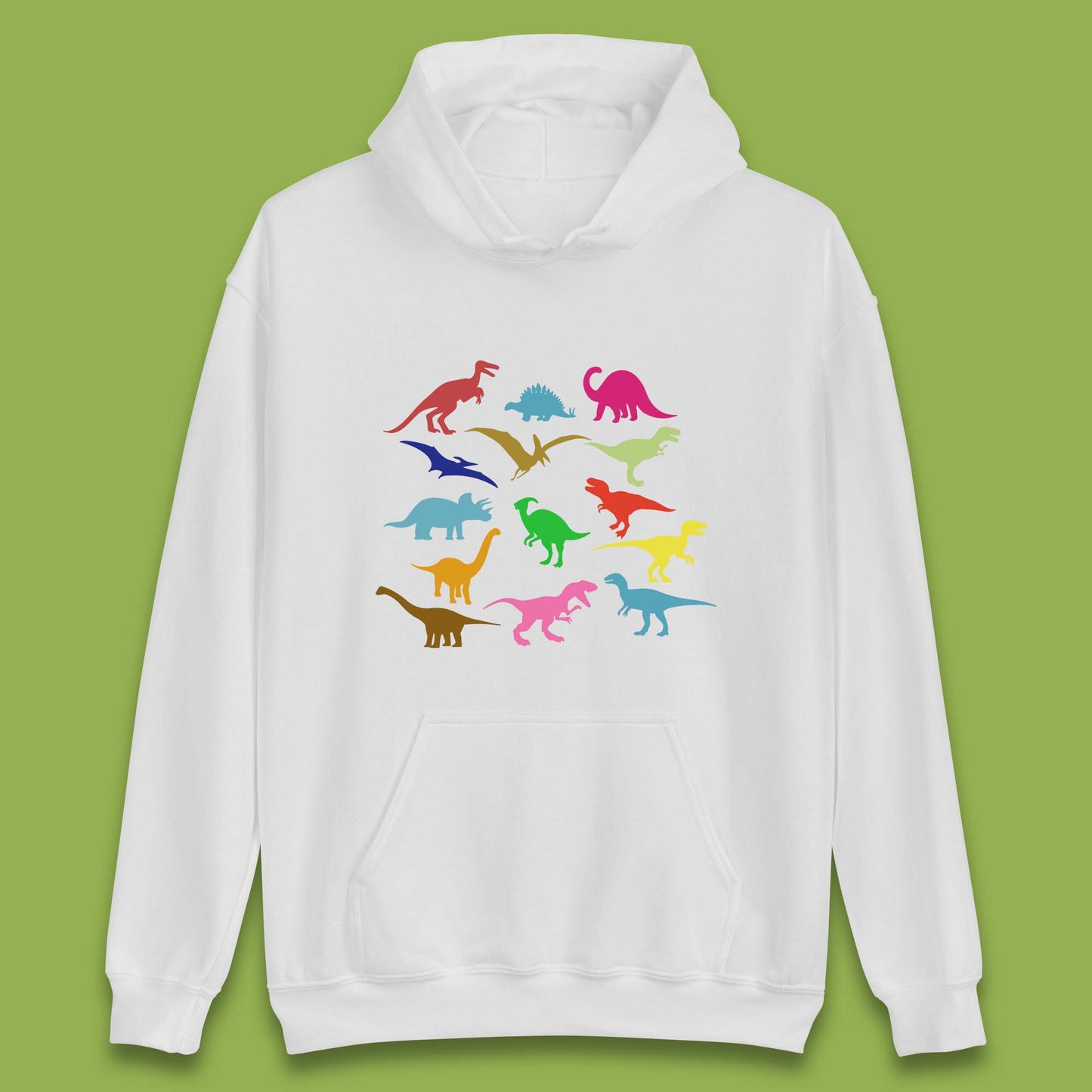 Colourful Dinosaurs Dino Fossil Dinosaurs Wild Nature Prehistoric Paleontology Velociraptor Unisex Hoodie