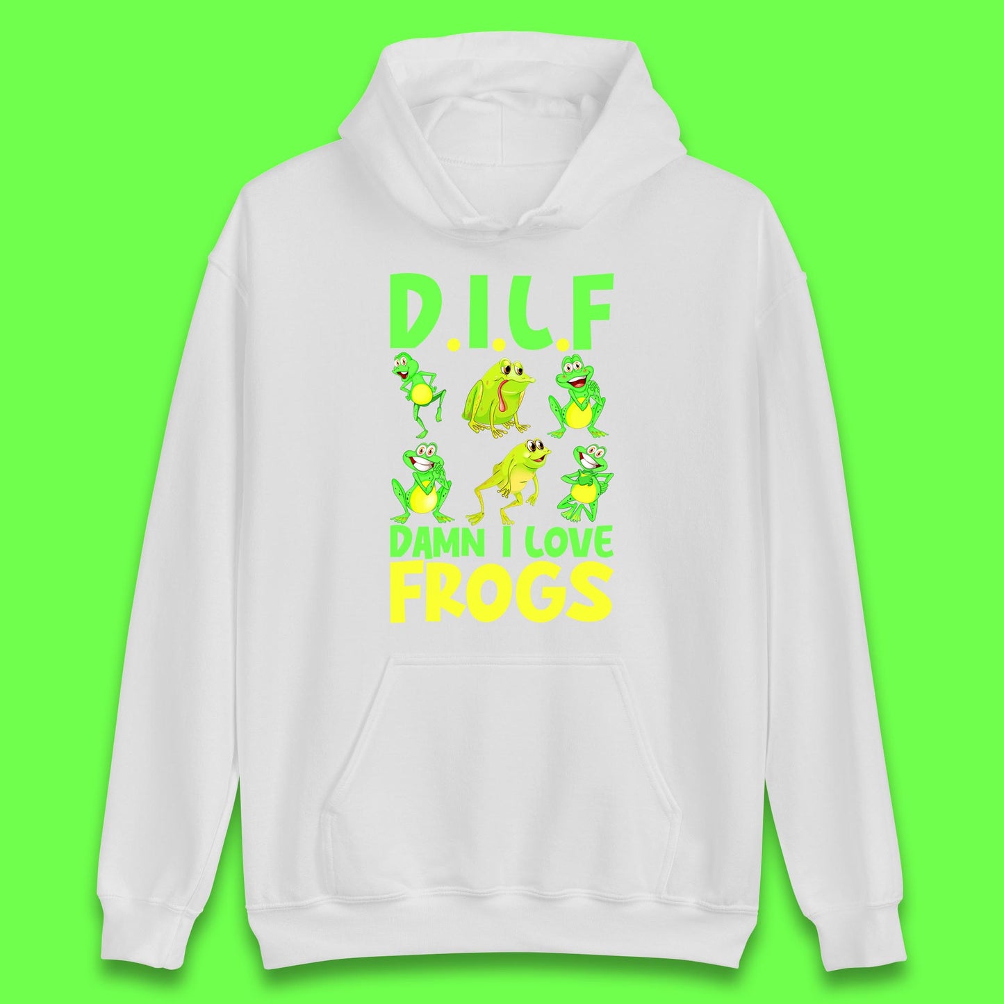 Dilf Damn I Love Frogs Funny Saying Animals Vintage Frog Lover Unisex Hoodie