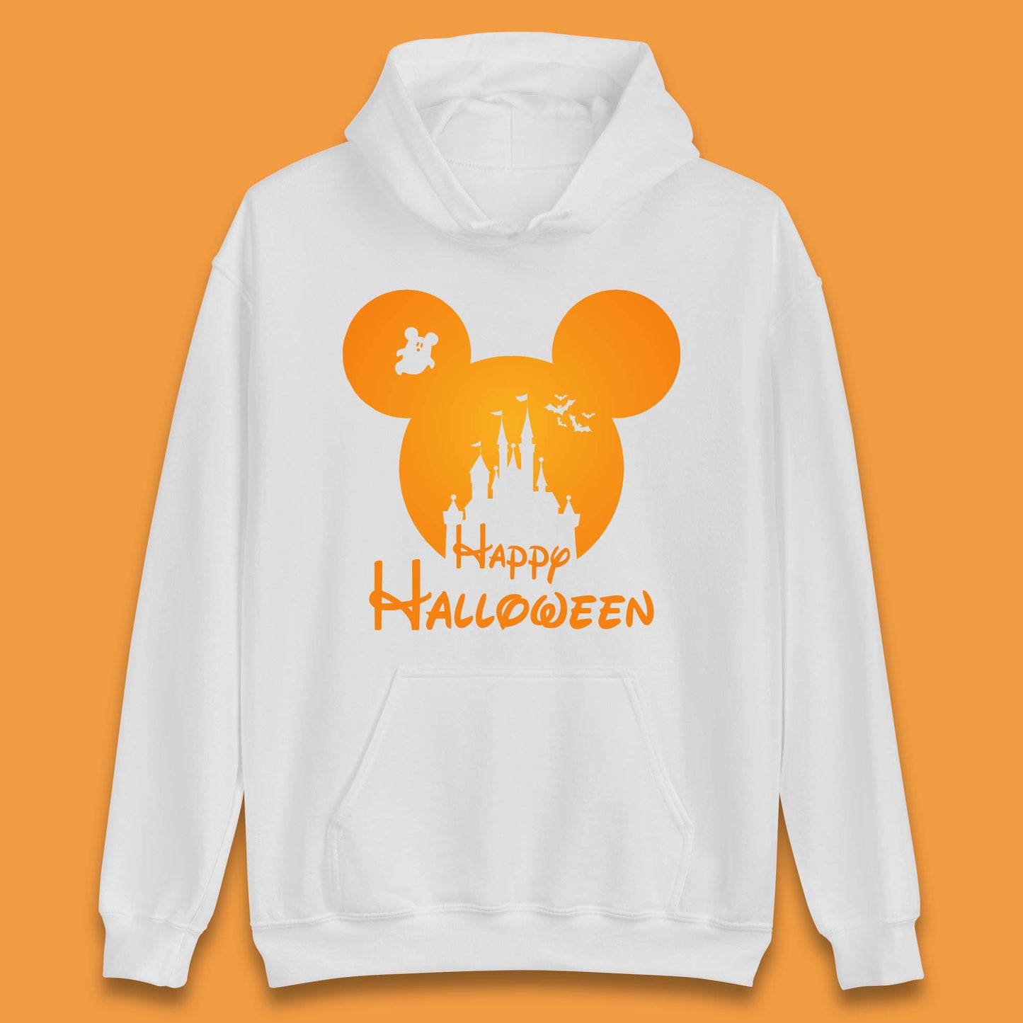 Happy Halloween Mickey Mouse Disney Castle Halloween Scary Boo Flying Bats Unisex Hoodie