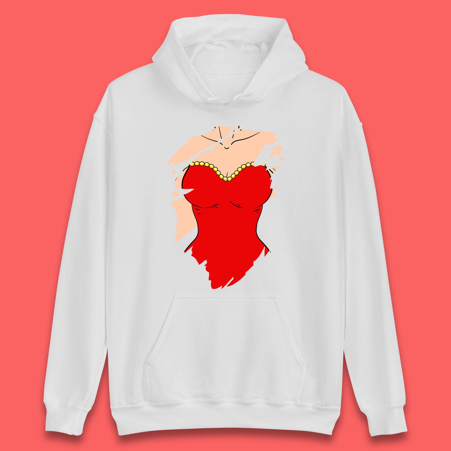 Beautiful Sexy Glamour Blonde Girl Stylish Trendy Dressing In Red Mini Dress Unisex Hoodie