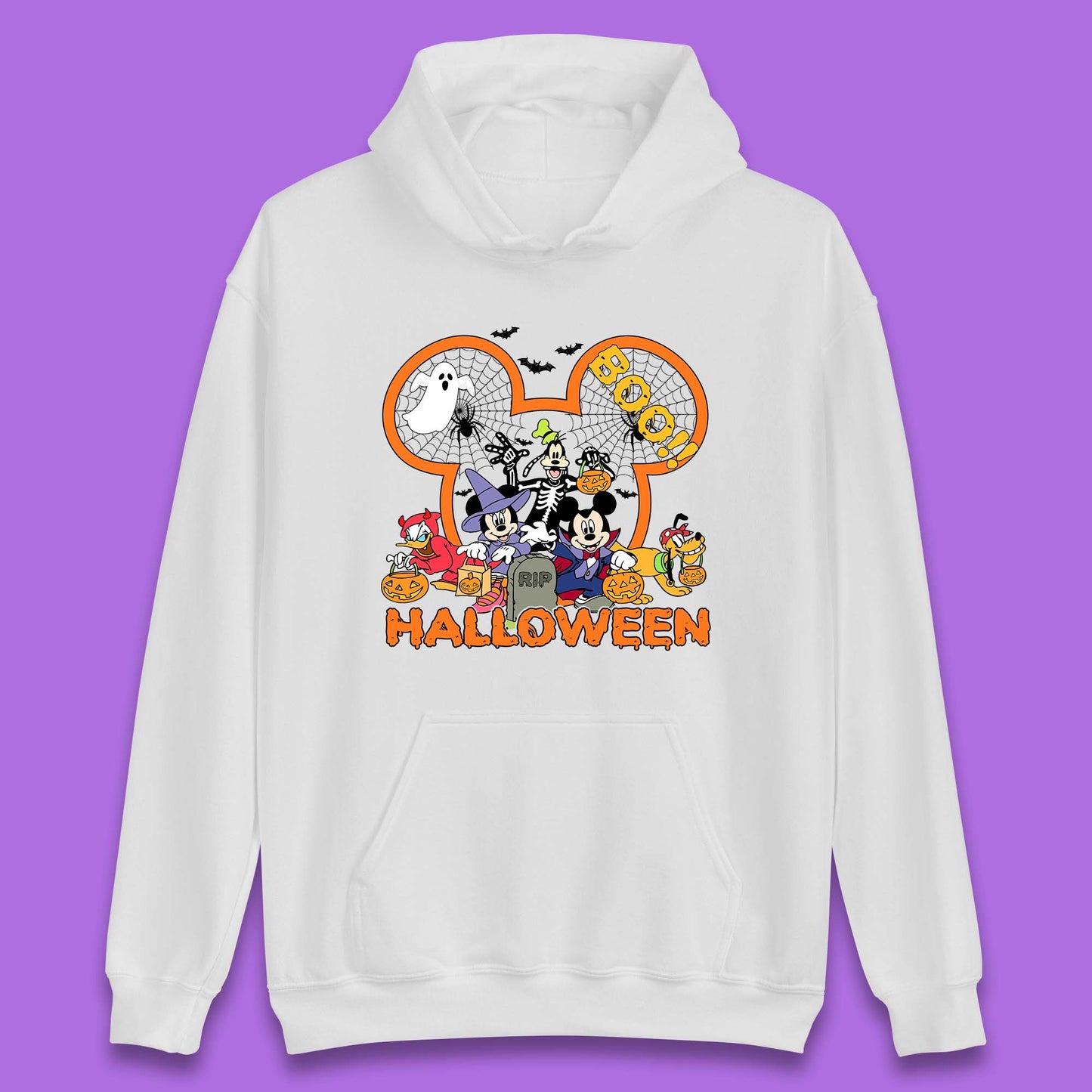 Disney Halloween Mickey Mouse Minnie Mouse Boo Ghost Friends Donald Duck Pluto Goofy Cartoon Disneyland Trip Unisex Hoodie