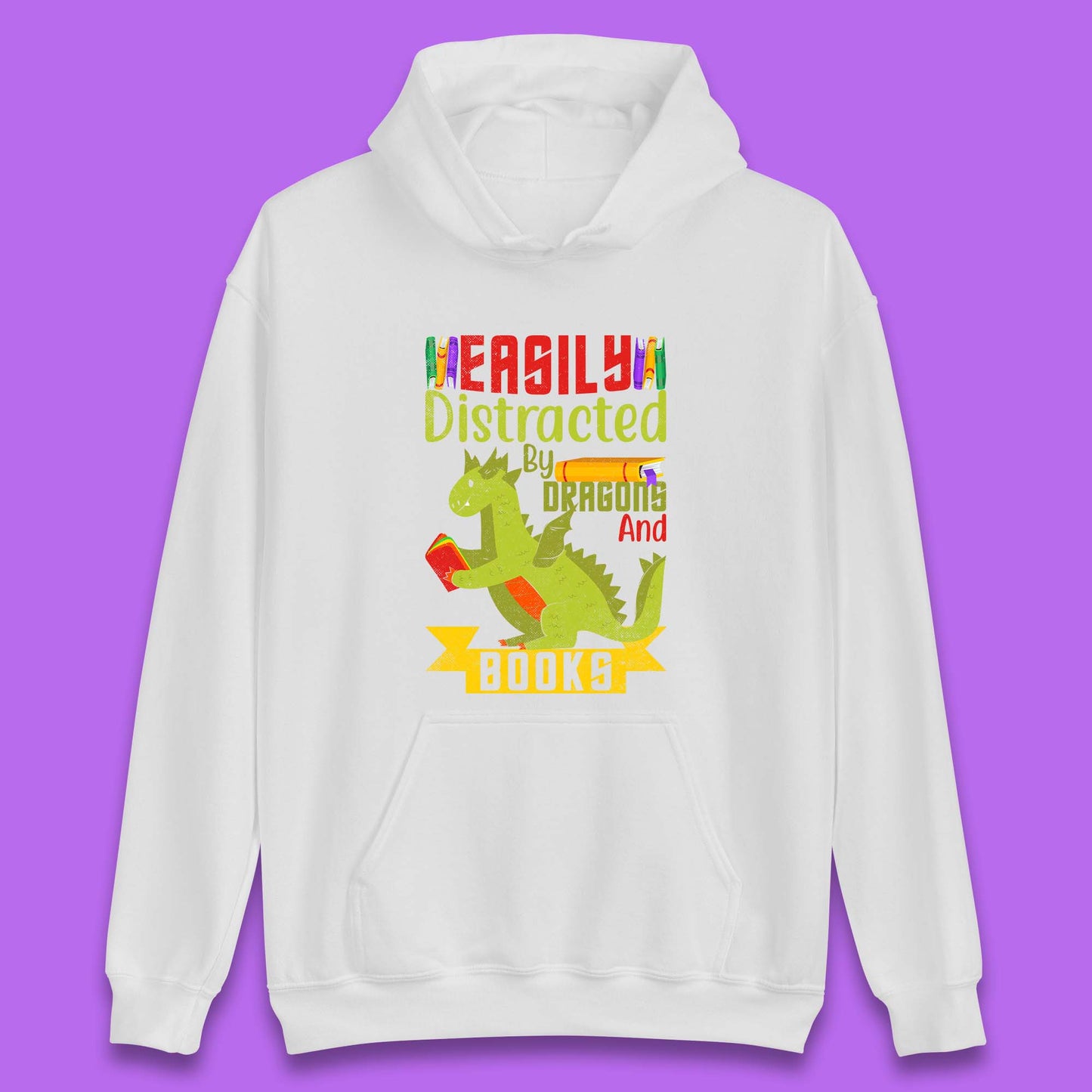 Easily Distracted By Dragons & Books Unisex Hoodie