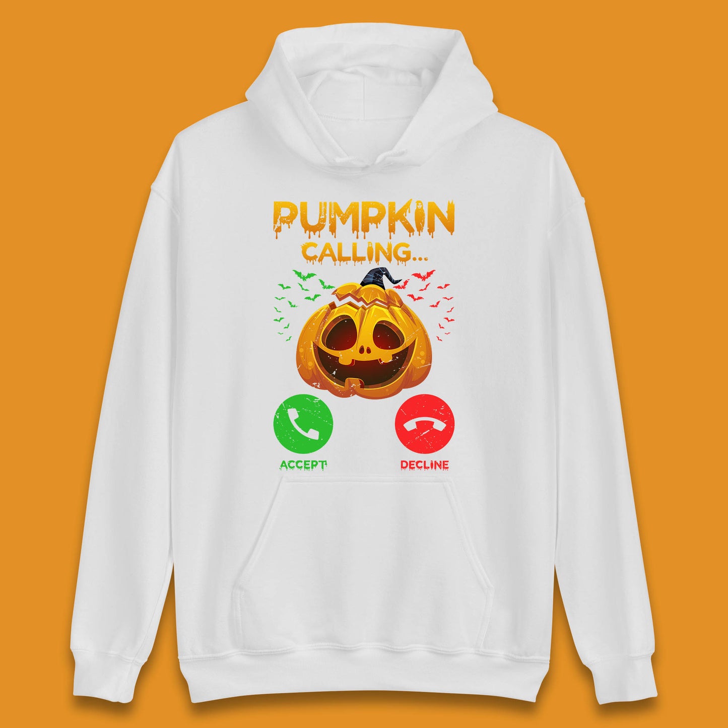 Halloween Pumpkin Calling Funny Phone Call Horror Scary Jack O Lantern Unisex Hoodie