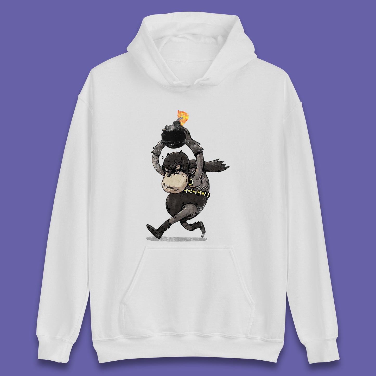 Old Batman Throwing Bomb Comic Book Art Aging Superhero DC Comics Fictional Character Unisex Hoodie