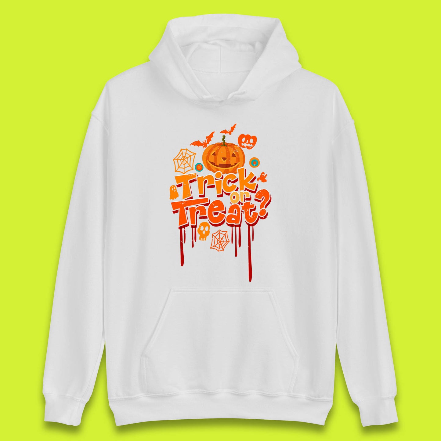 Trick Or Treat Halloween Pumpkin Blood Dripping Horror Scary Spooky Season Unisex Hoodie