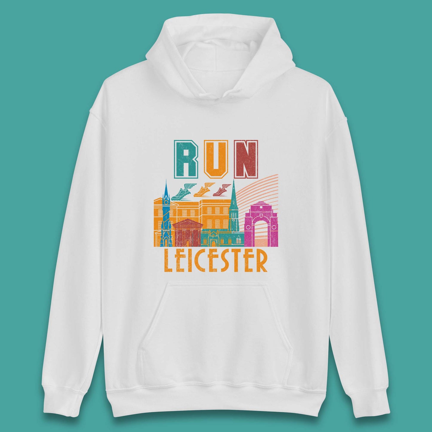 Run Leicester Festival Leicester Skyline Souvenir Race Leicester Running Unisex Hoodie