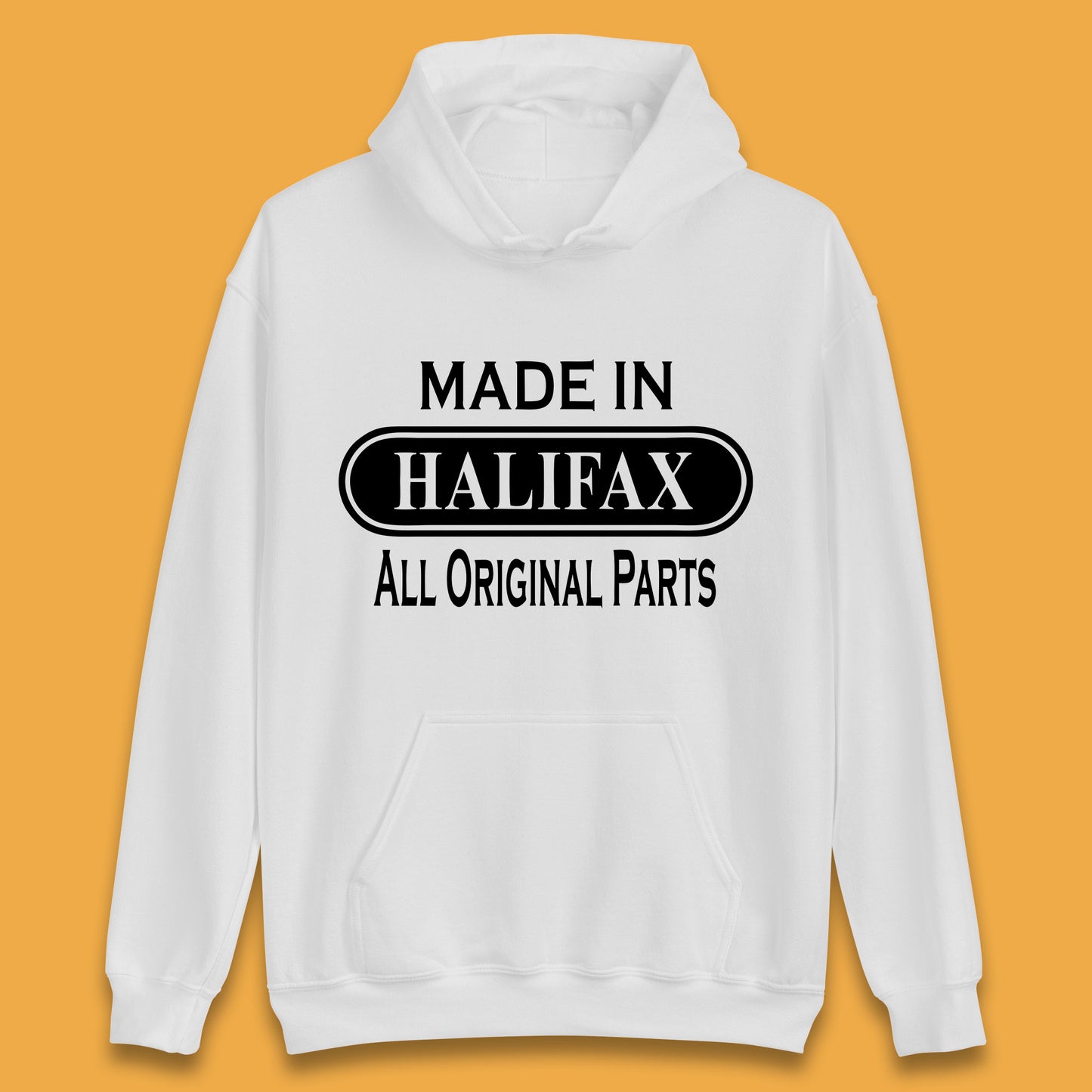 Made In Halifax All Original Parts Vintage Retro Birthday Town in West Yorkshire, England Gift Unisex Hoodie