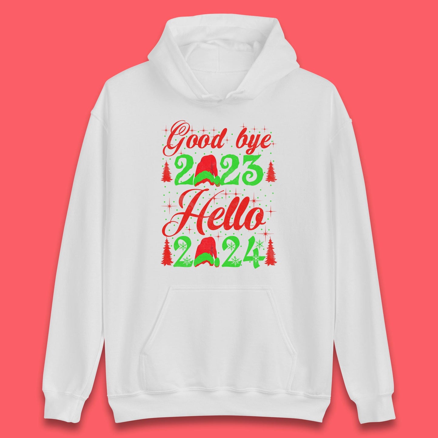 Good Bye 2023 Hello 2024 Merry Christmas Happy New Year Xmas Festive Celebration Unisex Hoodie