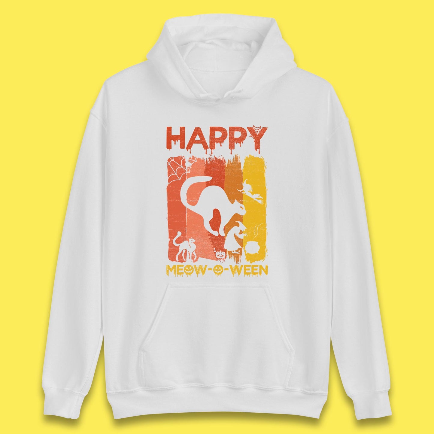 Happy Meow-O-ween Funny Halloween Black Cat Scary Spooky Unisex Hoodie