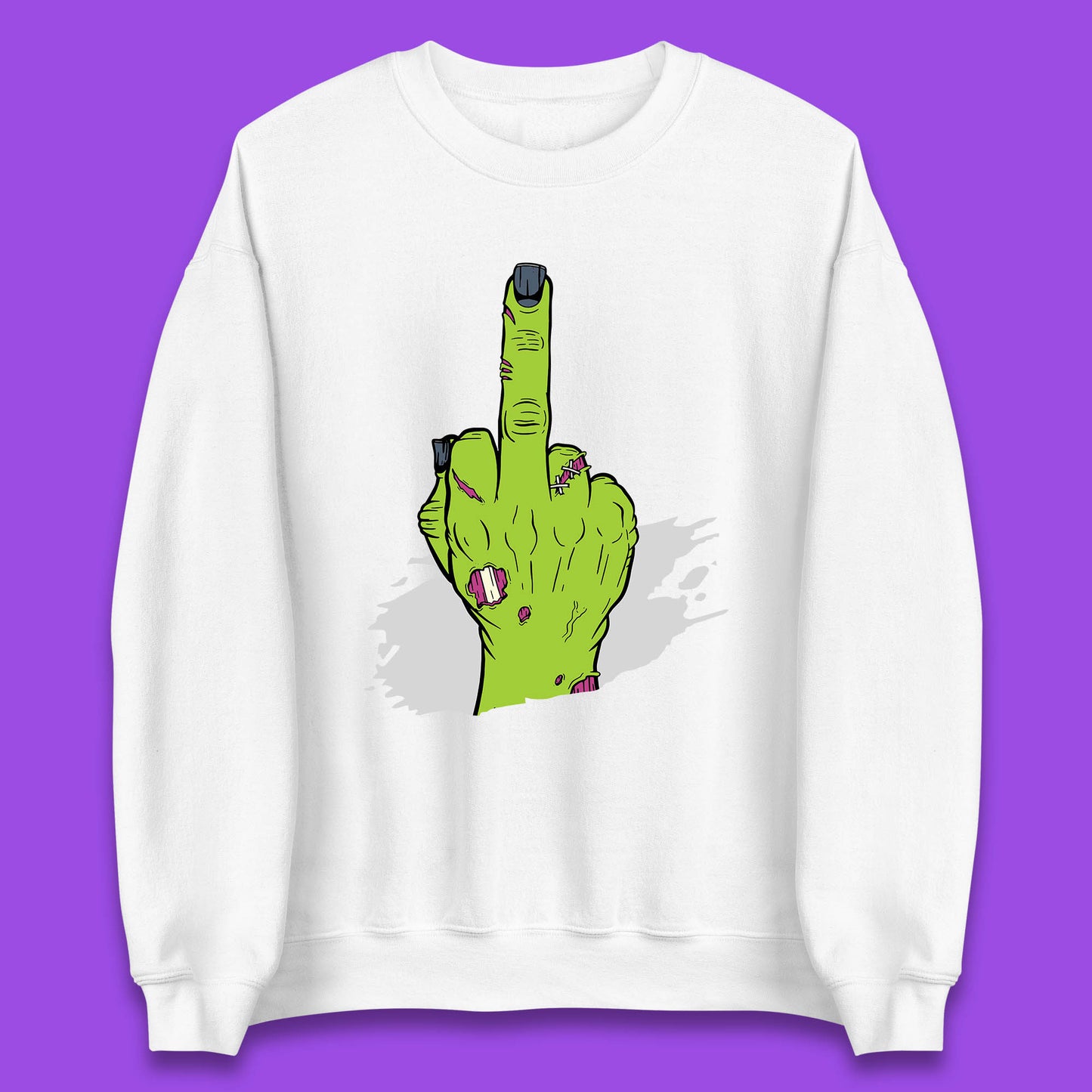 Halloween Green Zombie Hand Showing The Middle Finger Sarcastic Rude Unisex Sweatshirt