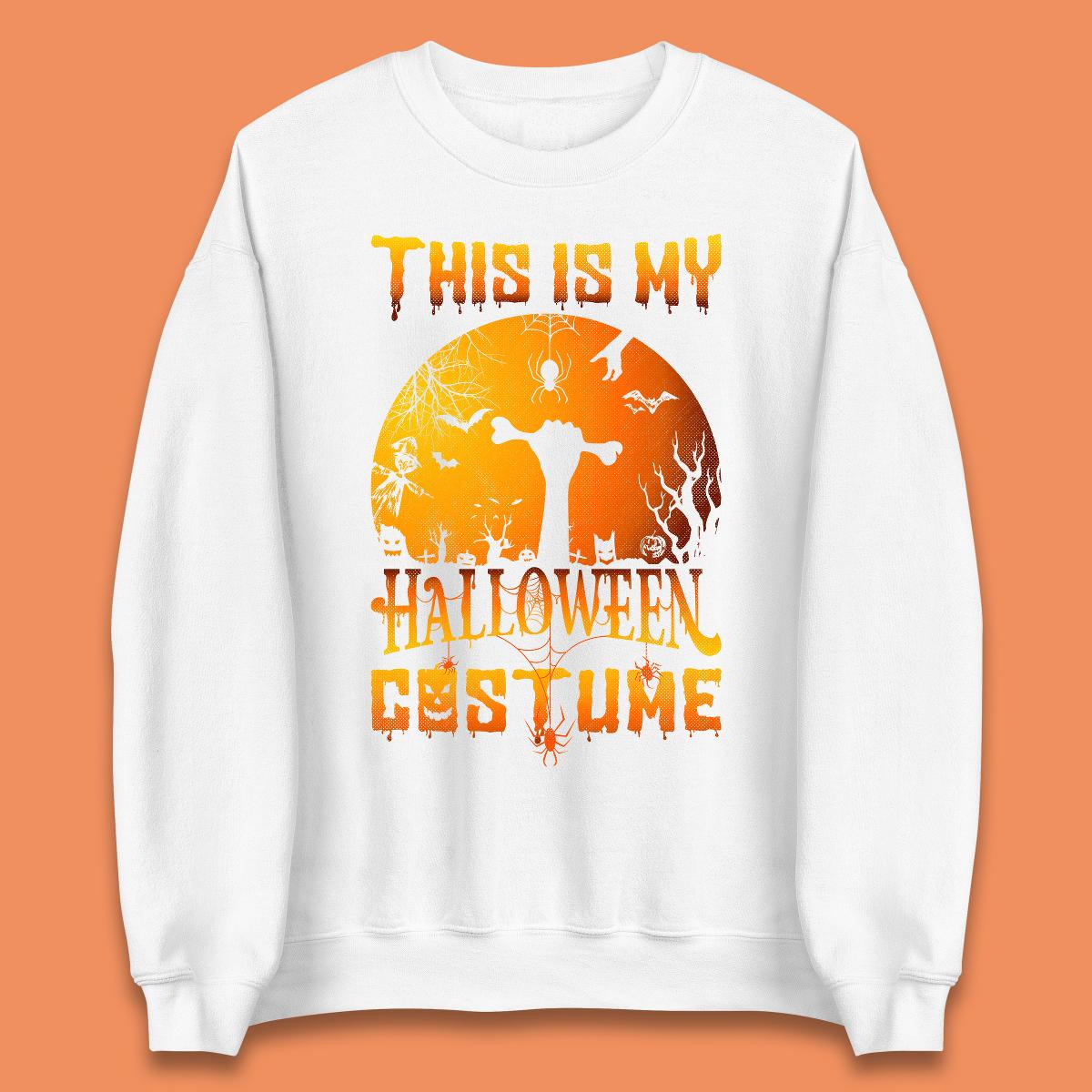 This Is My Halloween Costume Zombie Hand Rising Out Of A Graveyard & Holding Bone In Spooky Night Unisex Sweatshirt