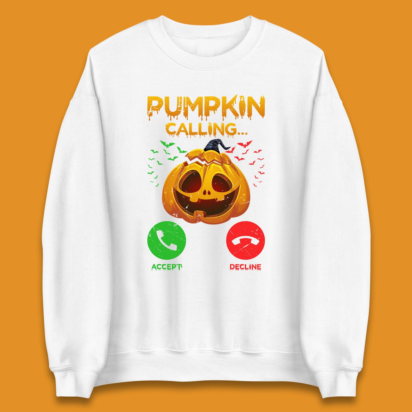 Halloween Pumpkin Calling Funny Phone Call Horror Scary Jack O Lantern Unisex Sweatshirt