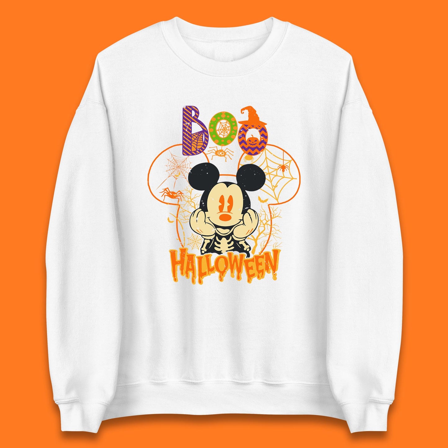 Boo Halloween Mickey Mouse Skeleton Horror Scary Disney Halloween Disneyland Trip Unisex Sweatshirt