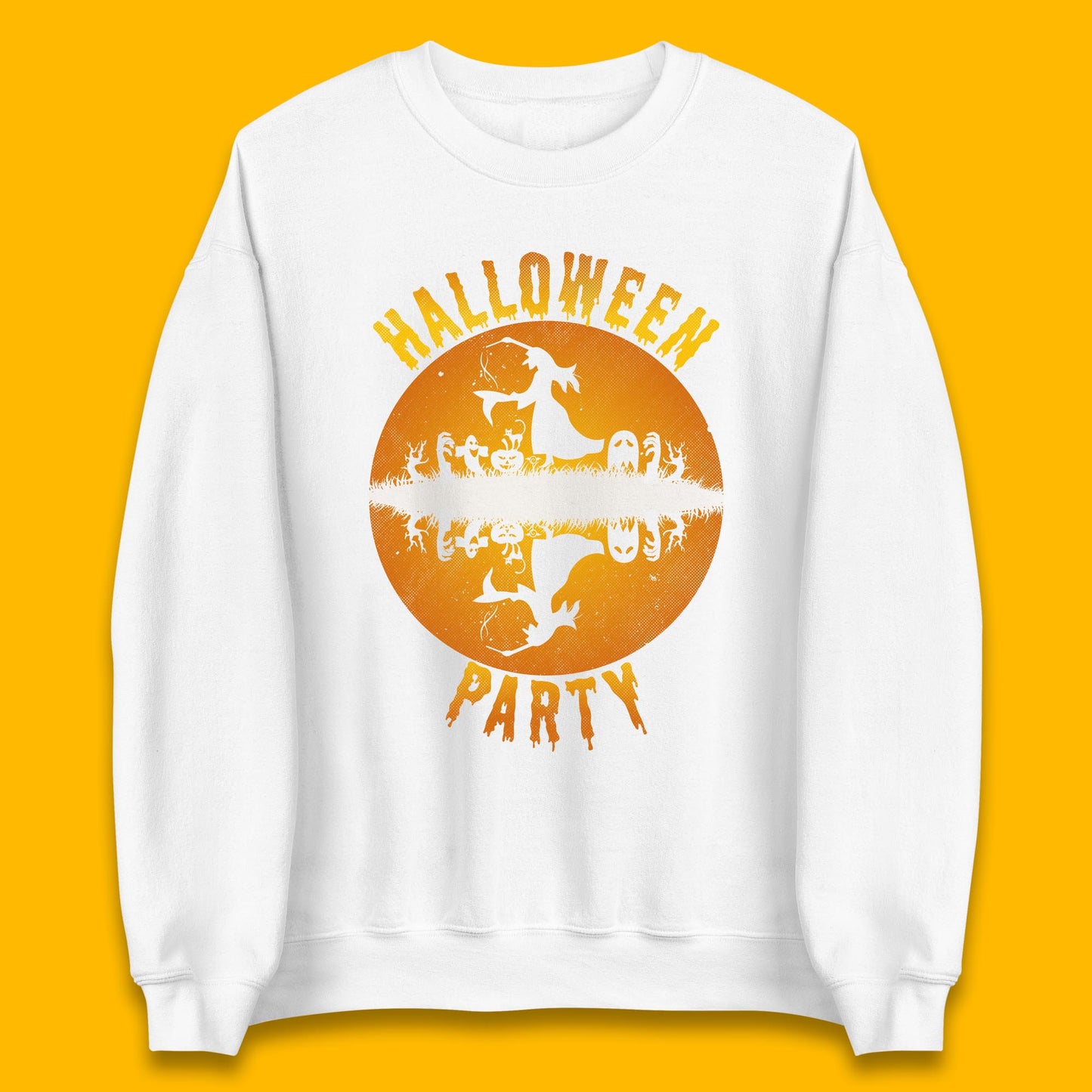 Halloween Party Flying Witch Horror Scary Spooky Season Scary Boo With Full Moon Unisex Sweatshirt