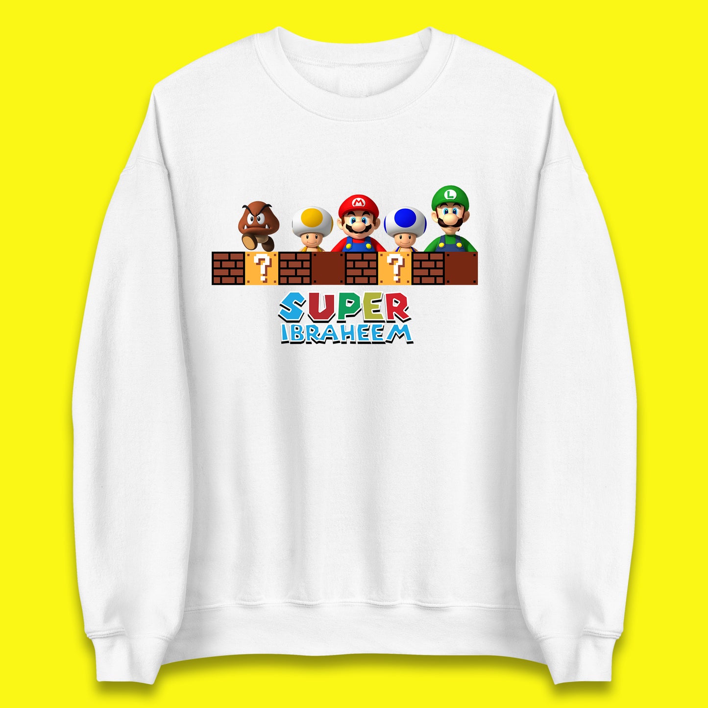 Personalised Super Mario Game Series Your Name Mario Bros Luigi Toad Mega Goomba Mario Unisex Sweatshirt