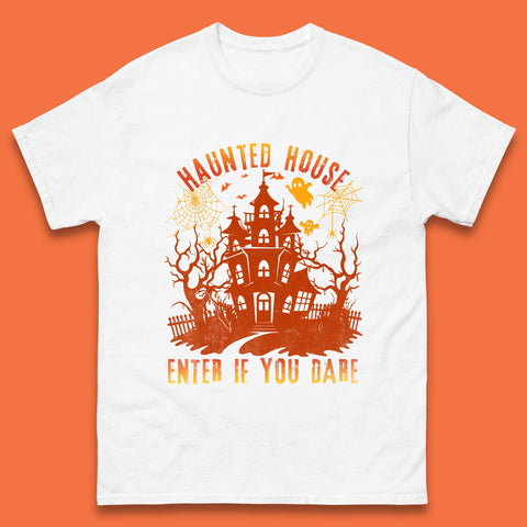 Haunted House Enter If You Dare Scary Halloween Nightmare House Spooky Season Halloween Party Mens Tee Top