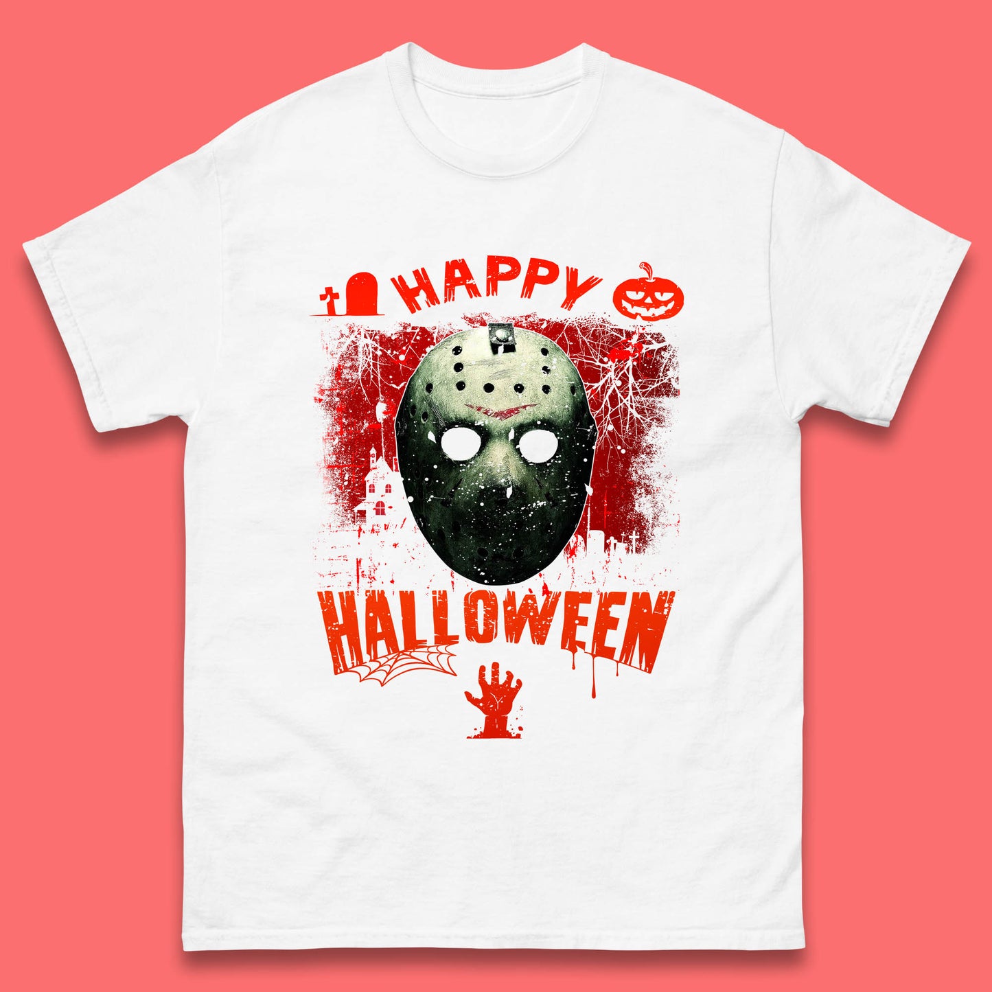 Happy Halloween Jason Voorhees Face Mask Halloween Friday The 13th Horror Movie Mens Tee Top