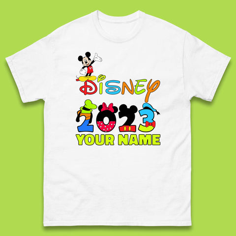Personalised Disney 2023 Disney Club Your Name Mickey Mouse Minnie Mouse Donald Duck Pluto Goofy Cartoon Characters Disney Vacation Mens Tee Top