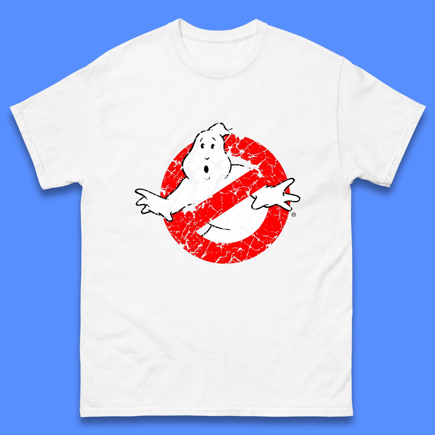 Distressed The Real Ghostbusters No Ghost Symbol Retro Halloween Movie Costume Mens Tee Top