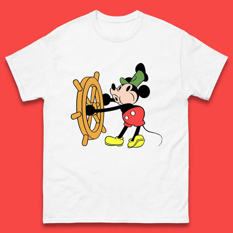 Classic Disney Mickey Mouse Steamboat Willie Disneyland Magic Kingdom Trip Mens Tee Top
