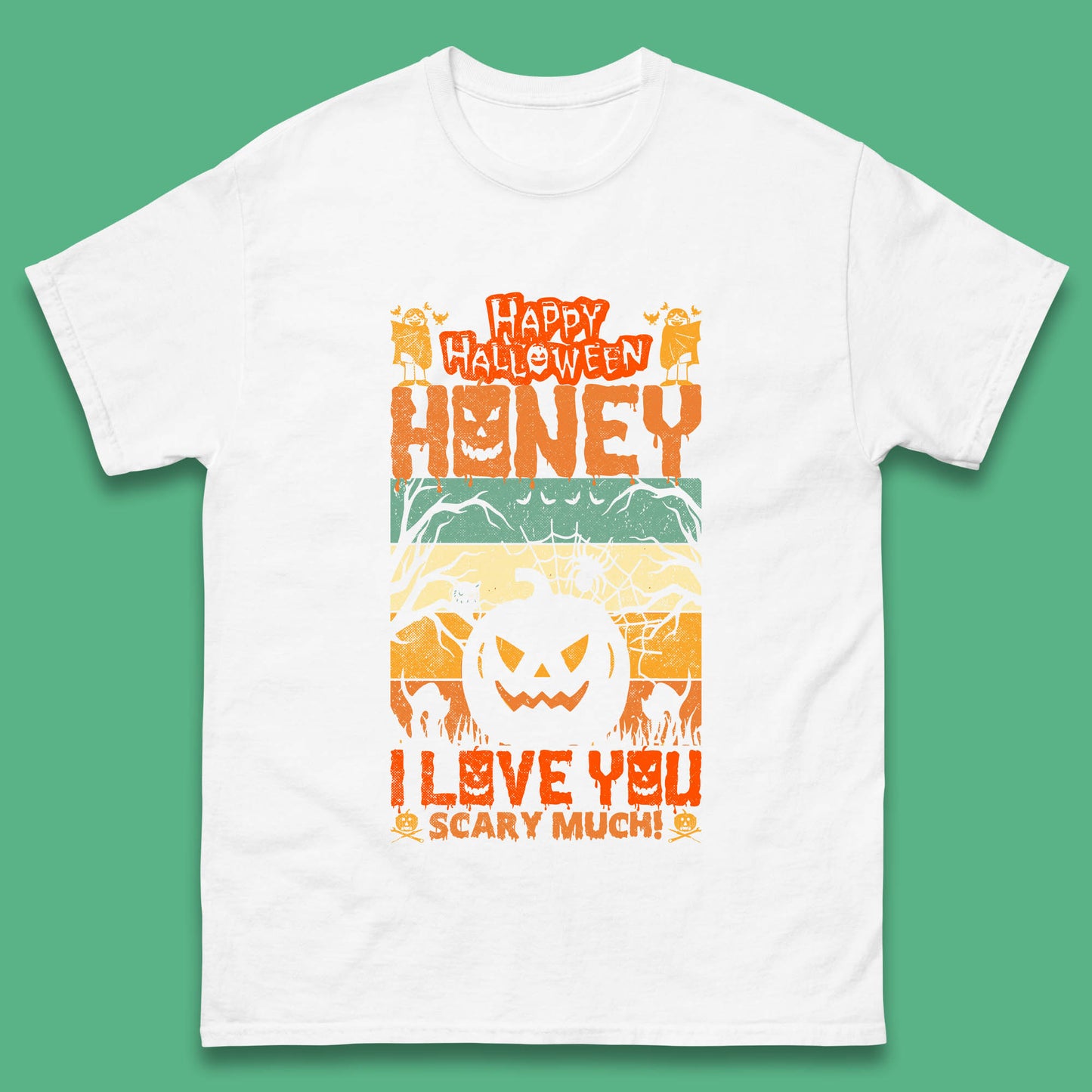 Happy Halloween Honey I Love You Scary Much Funny Halloween Scary Pumpkin Mens Tee Top