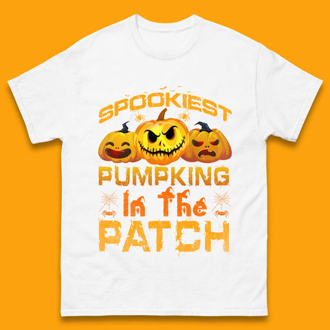 Spookiest Pumpkin In The Patch Spooky Season Happy Halloween Mens Tee Top