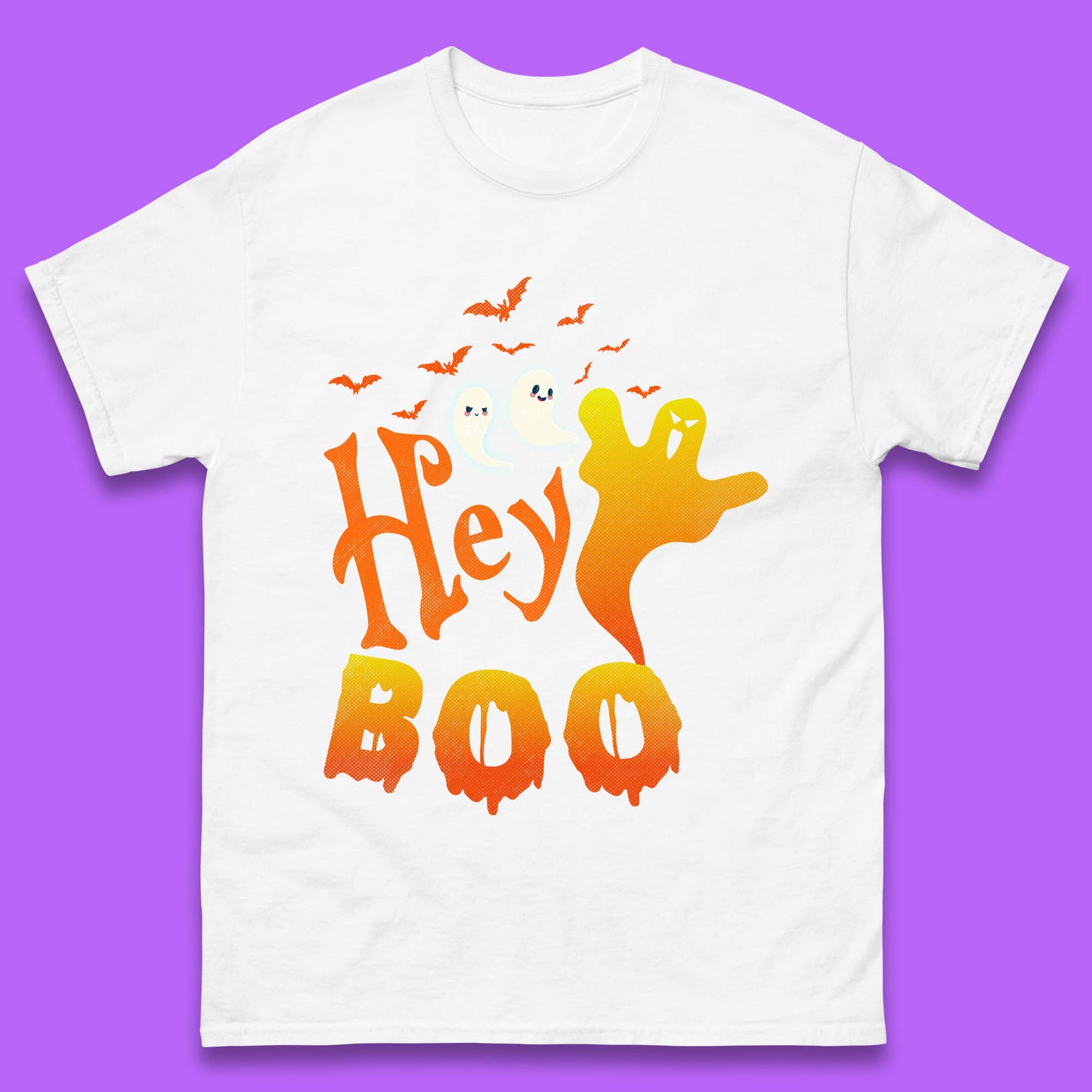 Whispers in the Moonlit Night Hey Boo Horror Scary Costume Halloween Boo Wear Mens Tee Top