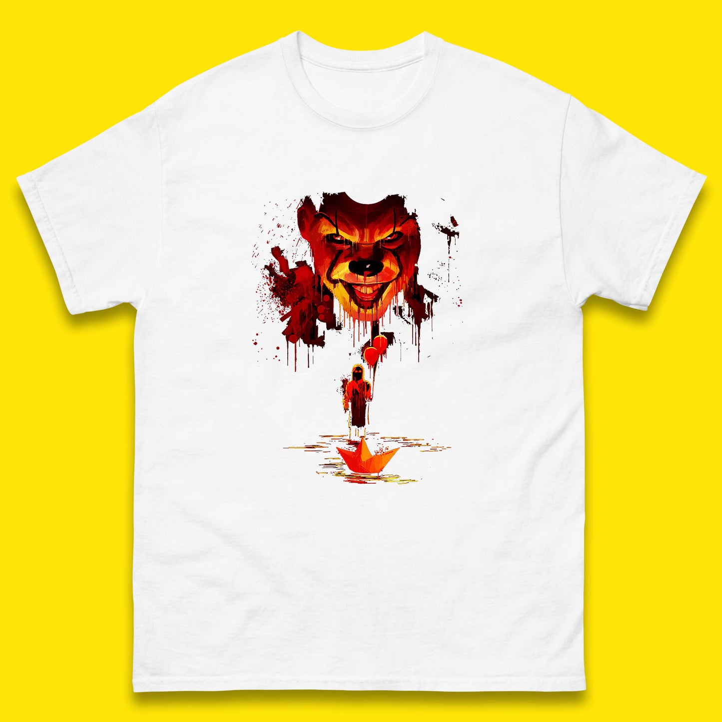 IT Clown Pennywise Halloween Horror Movie Character Serial Killer Clown Costume Mens Tee Top