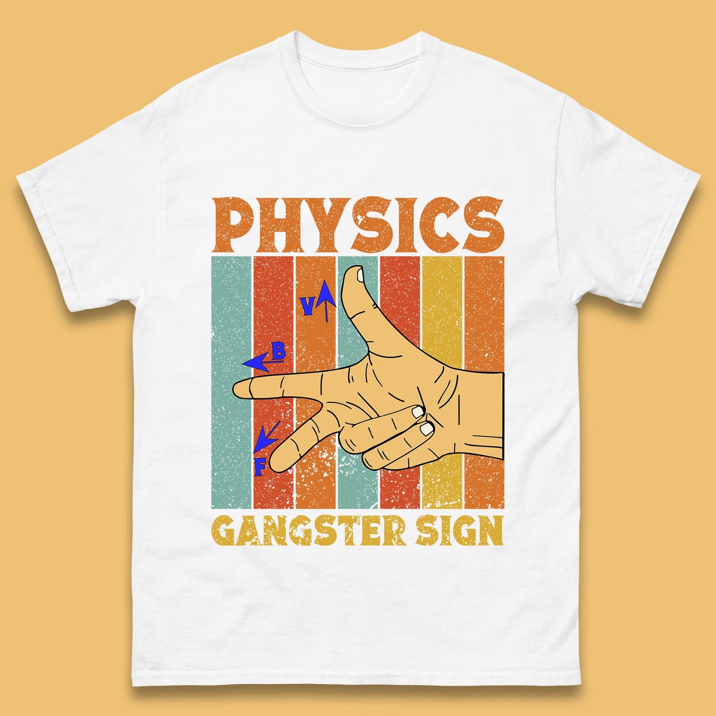 Physics Gangster Sign Right Hand Rule Funny Parody Science Scientist Mens Tee Top