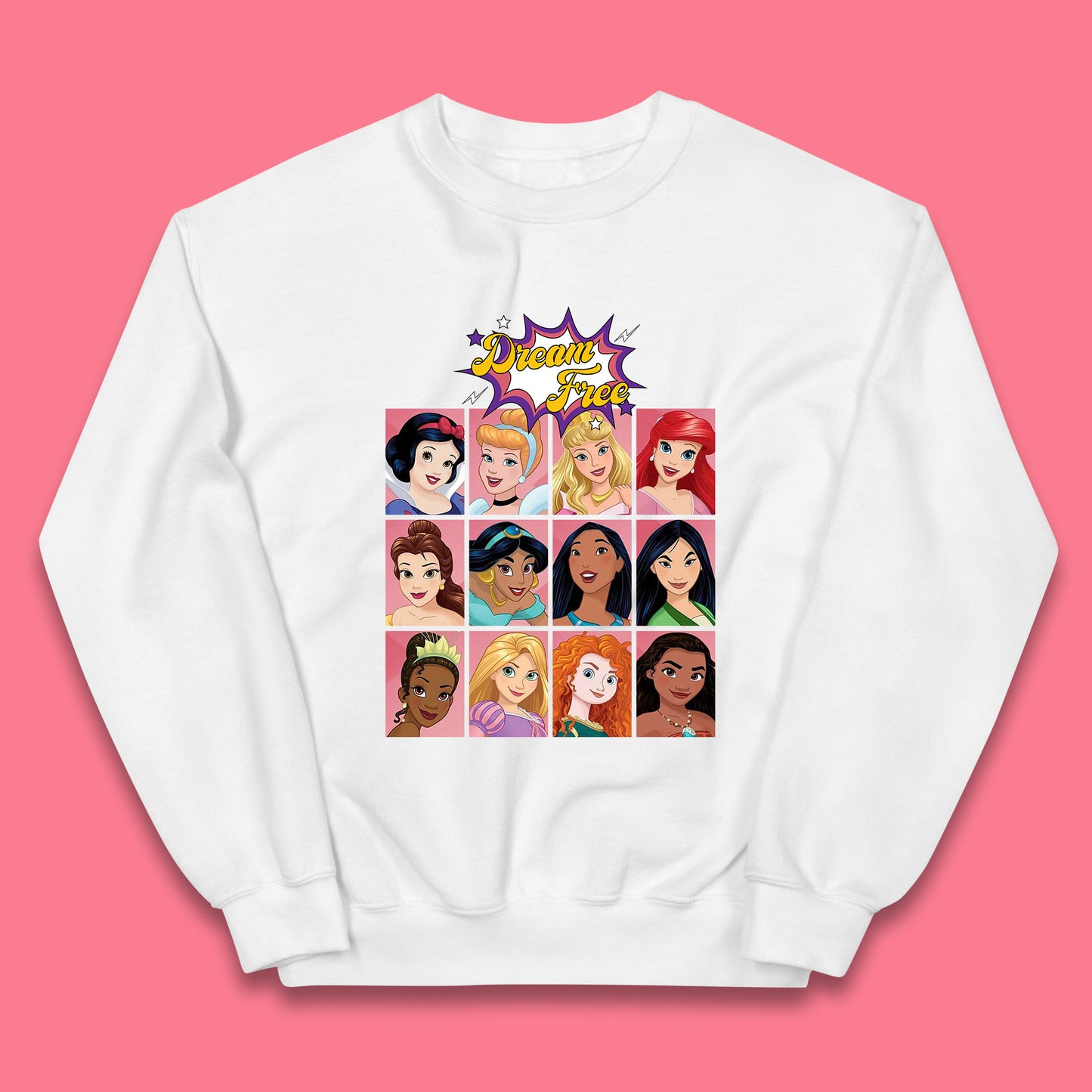 Dream Free Disney Princess Characters Disney Snow White Cinderella Jasmine Disney Princesses Group Disney World Kids Jumper