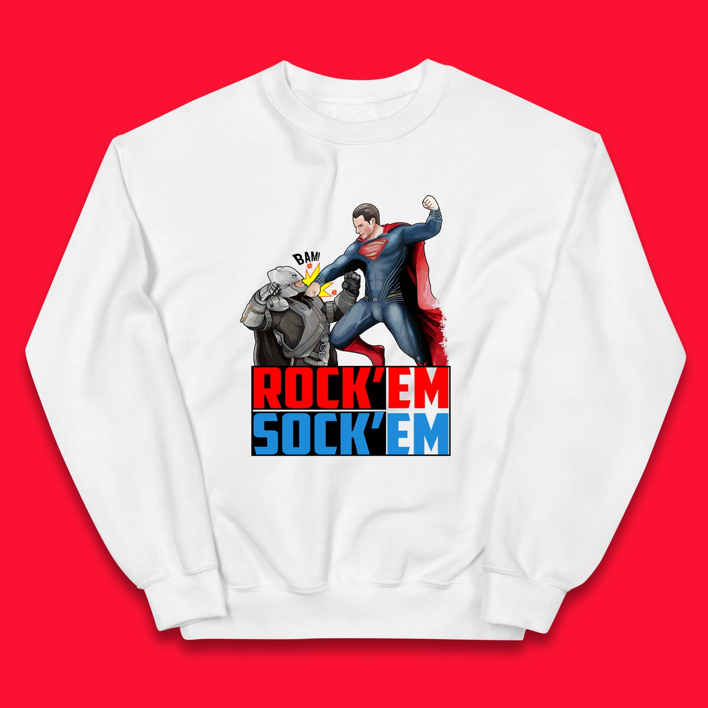 Rock'Em Sock'Em Batman V Superman Dawn Of Justice DC Comics Superheroes Fighting The Ultimate Face Off Kids Jumper