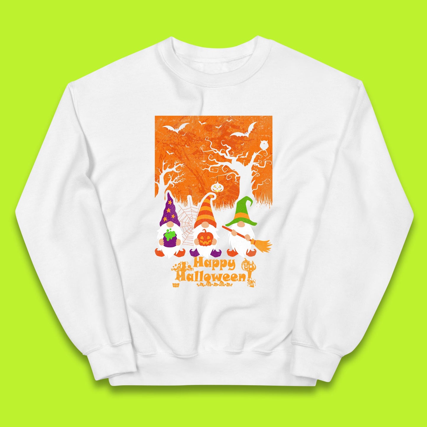 Happy Halloween Gnomies Spooky Witch Gnomes Scary Halloween Trees Gnome Lover Kids Jumper