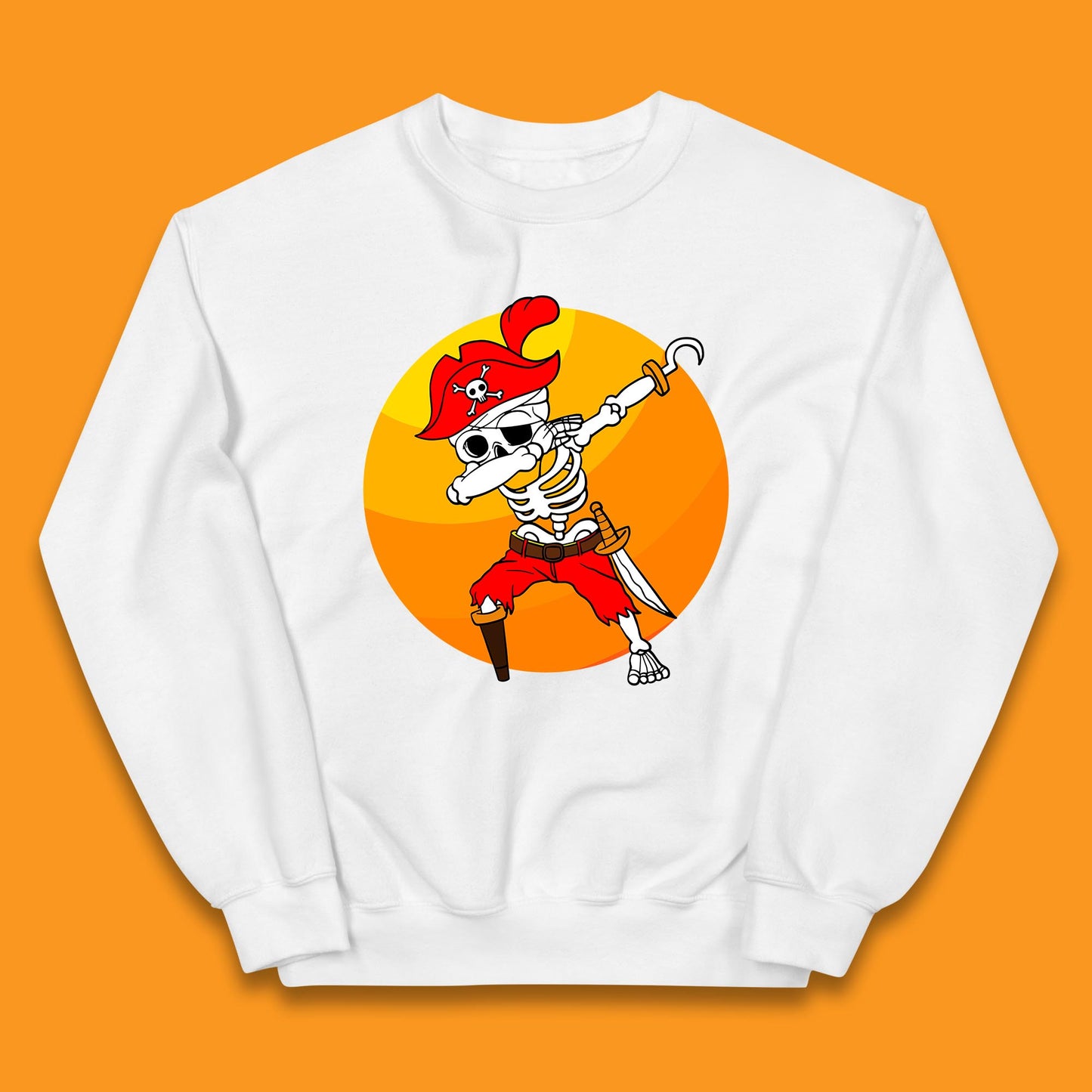 Dabbing Pirate Skeleton Halloween Jolly Roger Funny Halloween Costume Kids Jumper