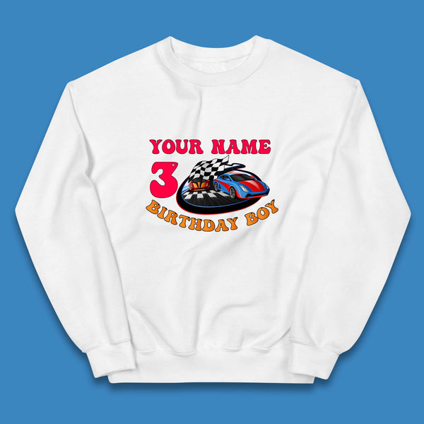 Personalised Race Car Birthday Boy Your Name And Age Racing Car Birthday Theme Party Kids Jumper