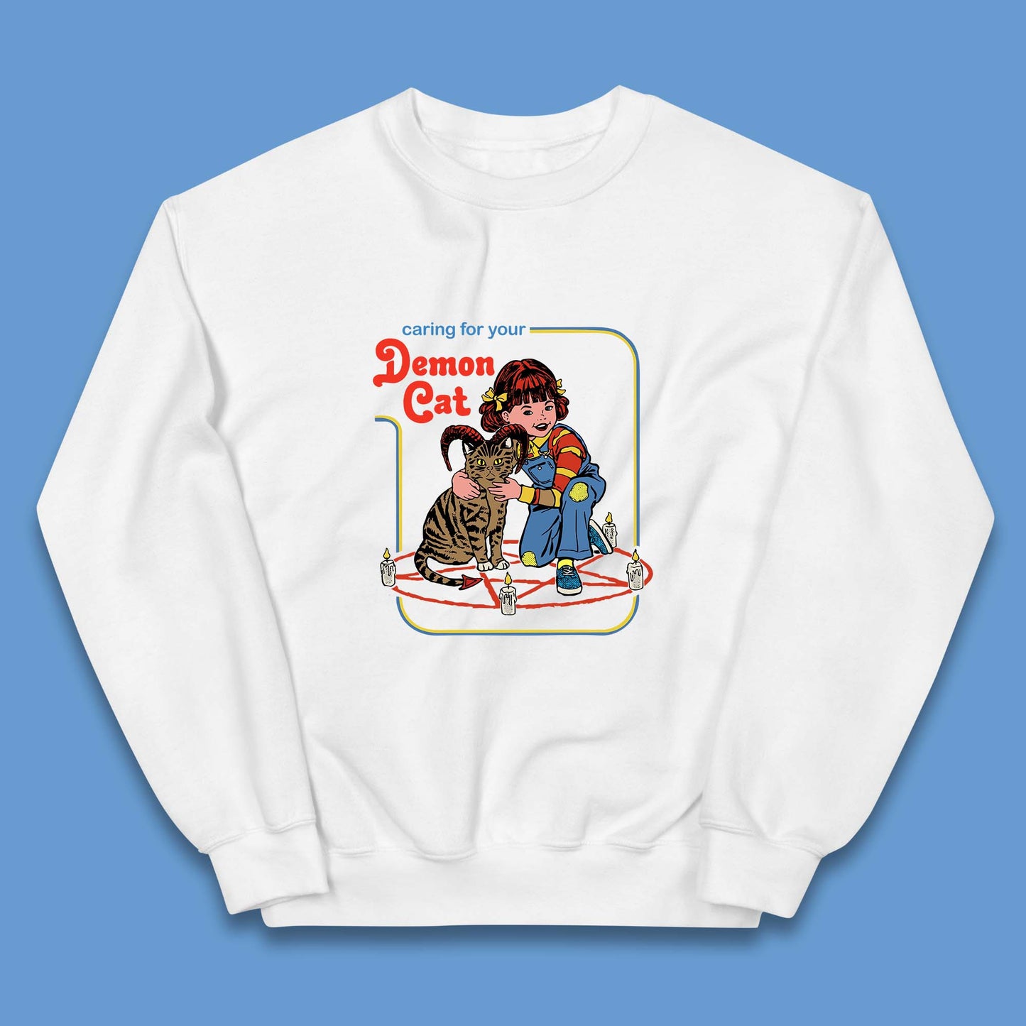 Caring For Your Demon Cat Creepy Incantation Halloween Aesthetic Cat Kids Jumper