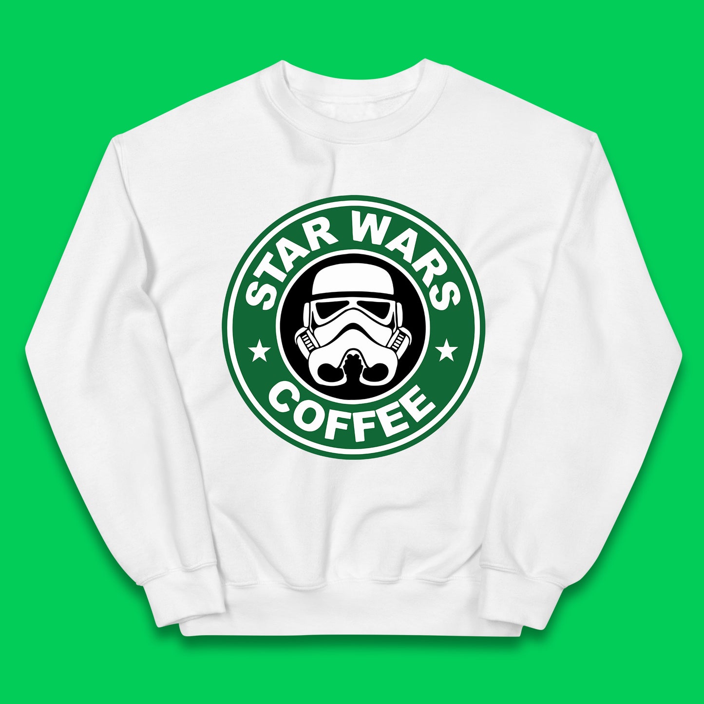 Star Wars Coffee Stormtrooper Sci-fi Action Adventure Movie Character Starbucks Coffee Spoof Star Wars 46th Anniversary Kids Jumper