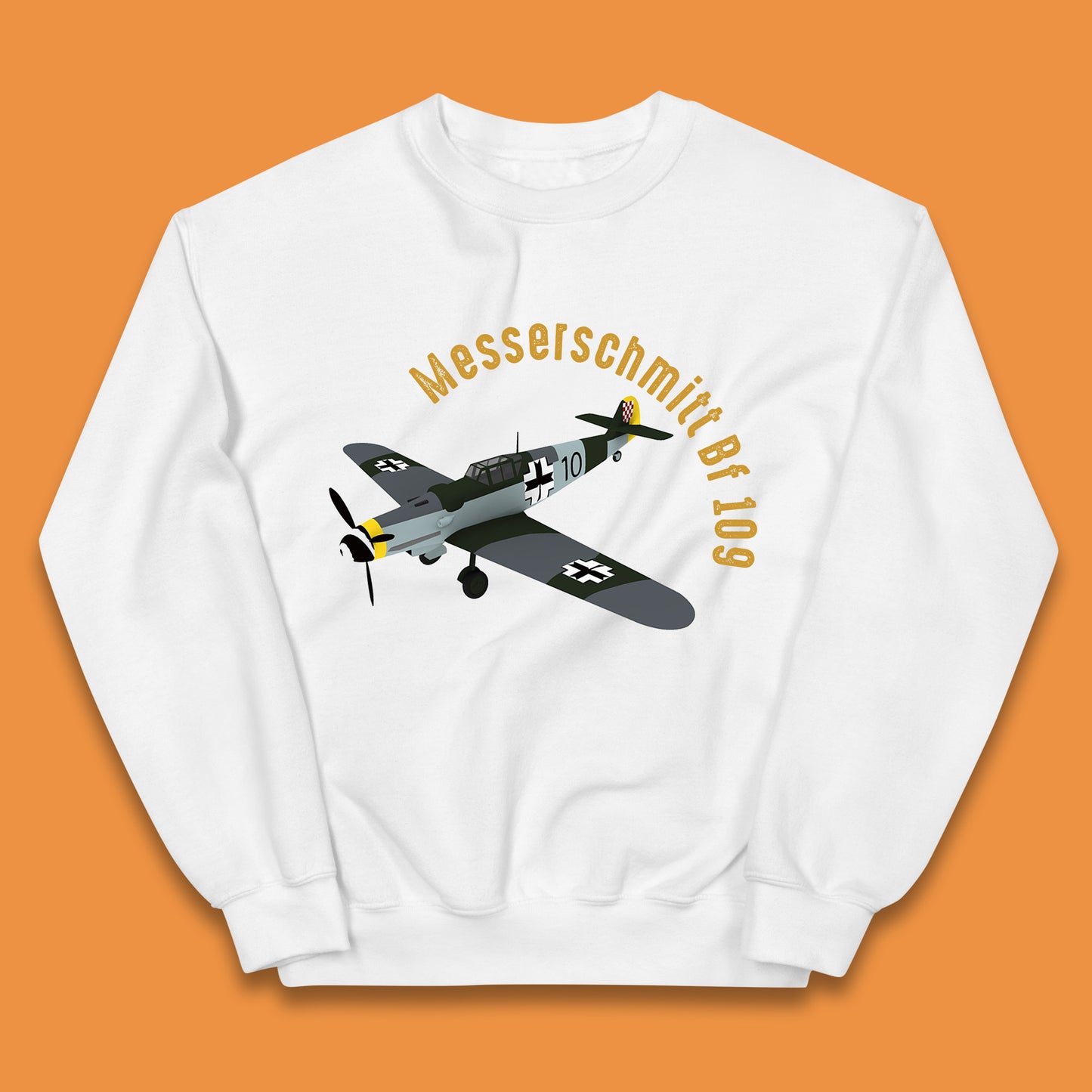Messerschmitt Bf 109 Fighter Aircraft Vintage Retro Military Fighter Jets World War Remembrance Day Kids Jumper