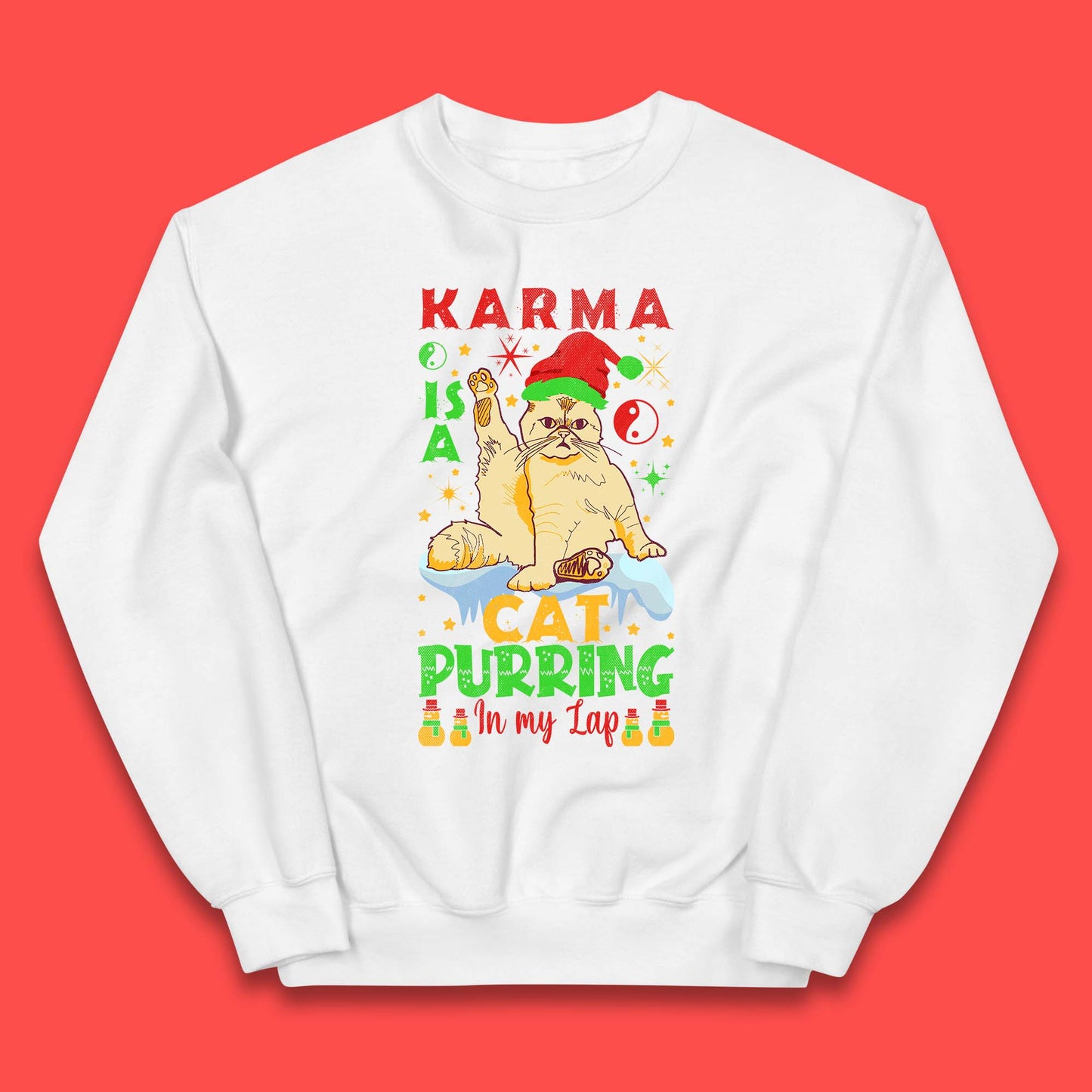 Christmas Karma Is A Cat Kids Jumper