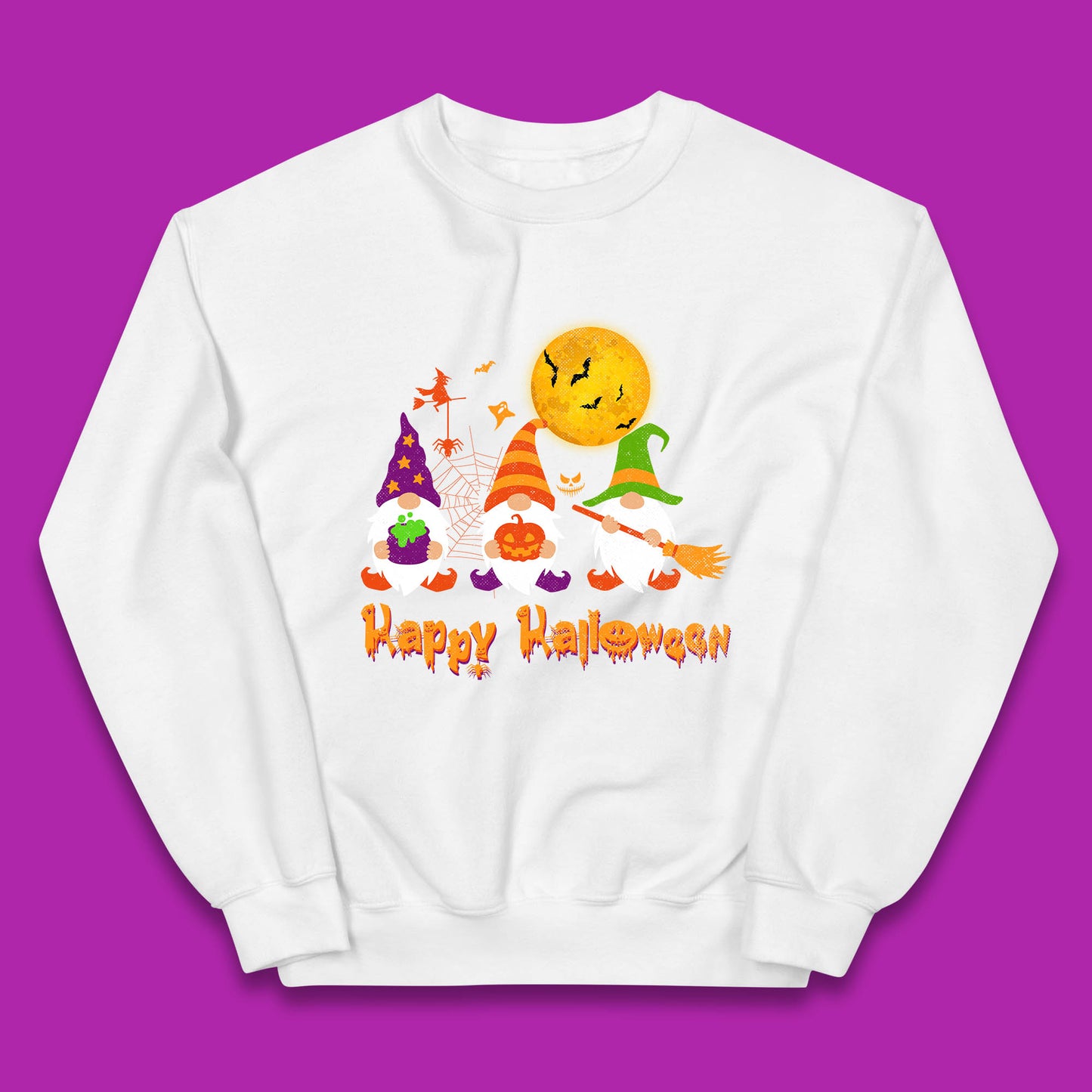 Happy Halloween Gnomies Spooky Witch Gnomes Scary Gnome Lover Kids Jumper