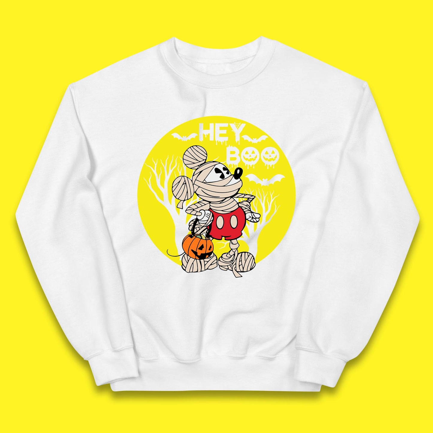 Hey Boo Disney Halloween Mickey Mouse Mummy Trick Or Treat Spooky Vibes Kids Jumper