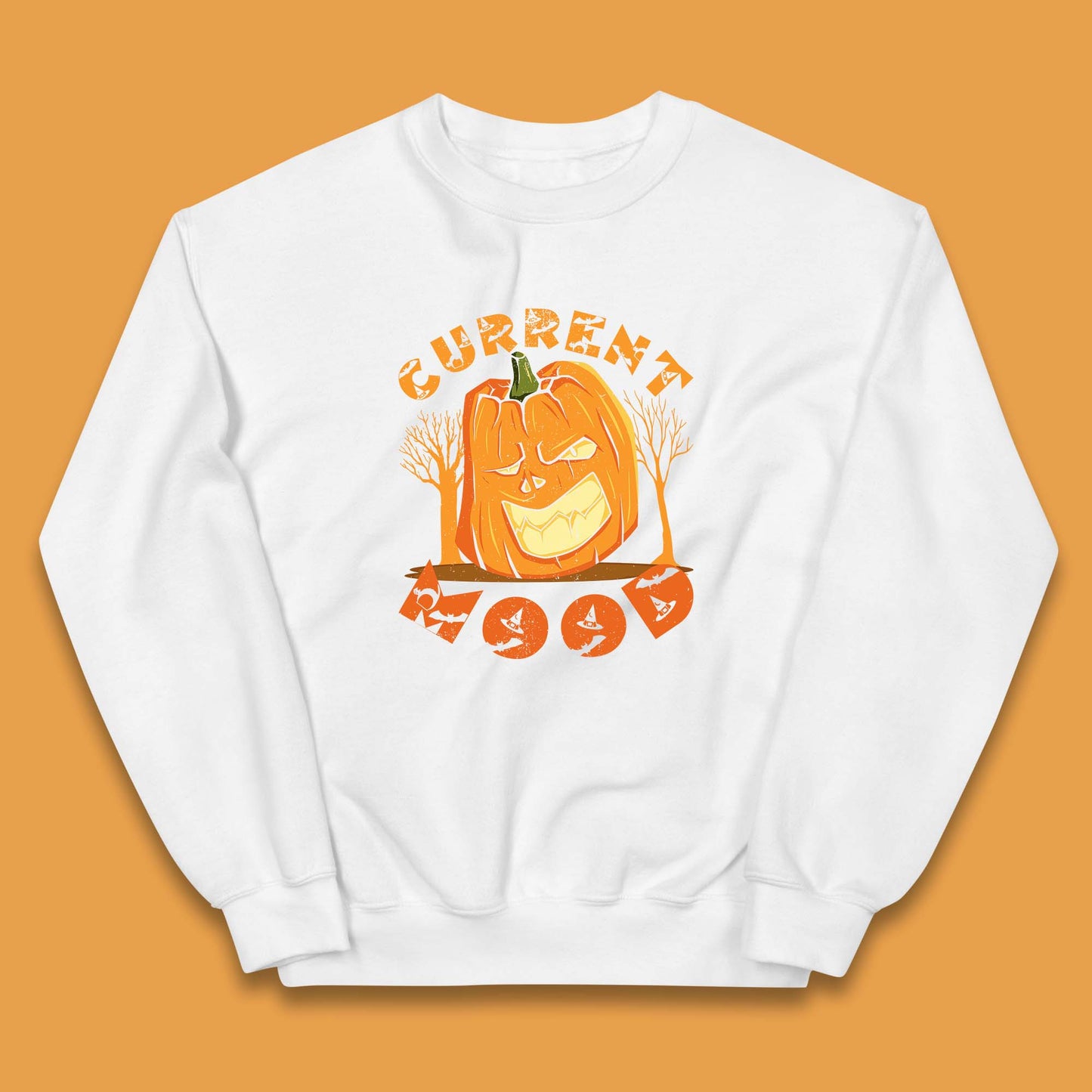 Current Mood Halloween Pumpkin Evil Scary Smile Horror Jack-o-Lantern Kids Jumper