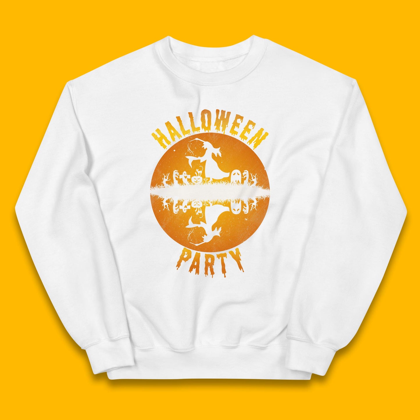 Halloween Party Flying Witch Horror Scary Spooky Season Scary Boo With Full Moon Kids Jumper