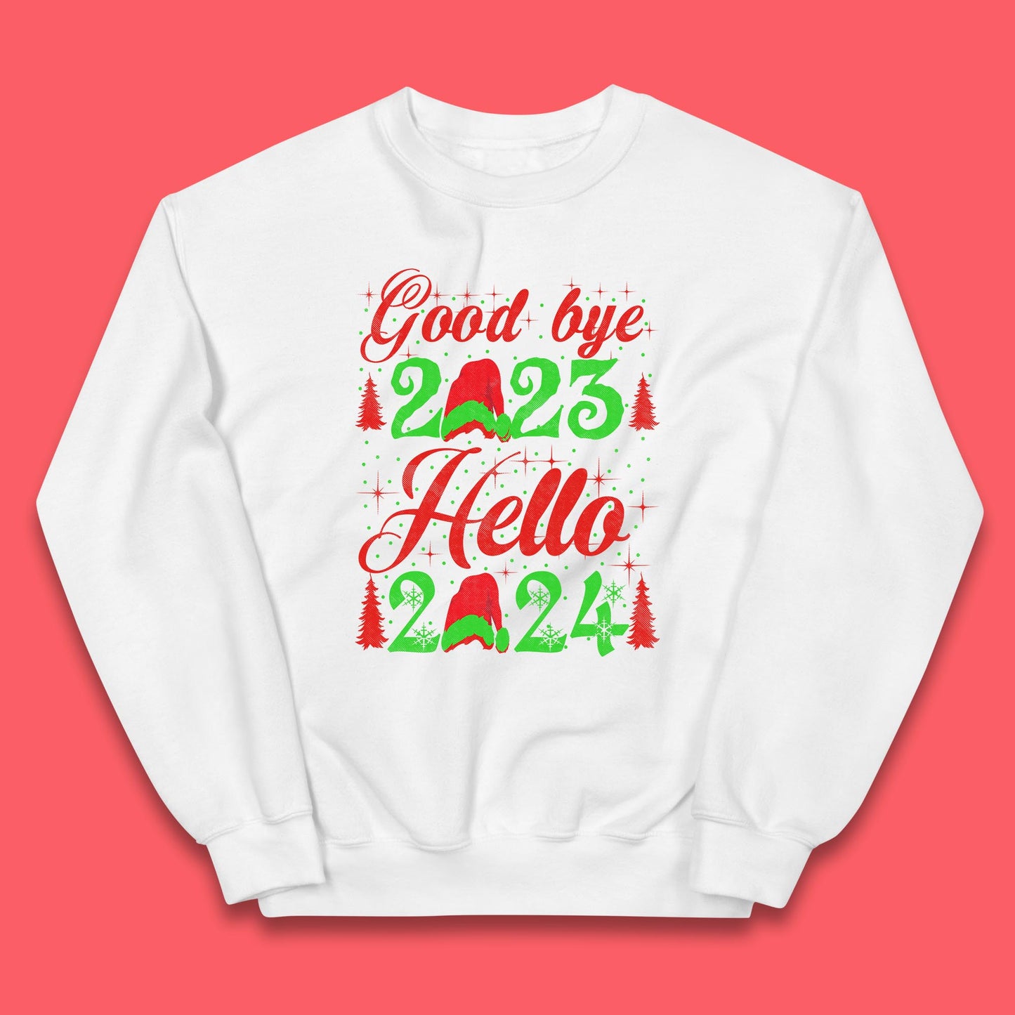 Good Bye 2023 Hello 2024 Merry Christmas Happy New Year Xmas Festive Celebration Kids Jumper