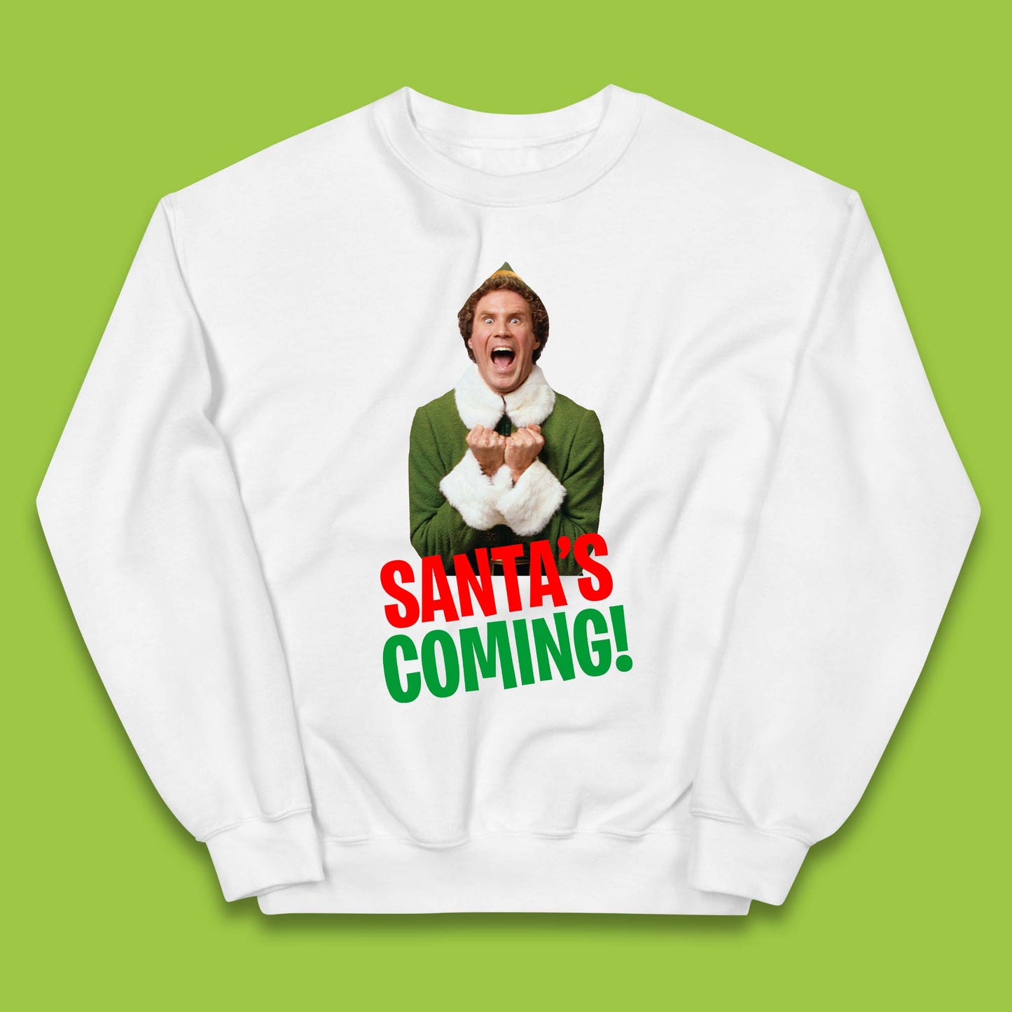 Elf Santa's Coming Christmas Kids Jumper